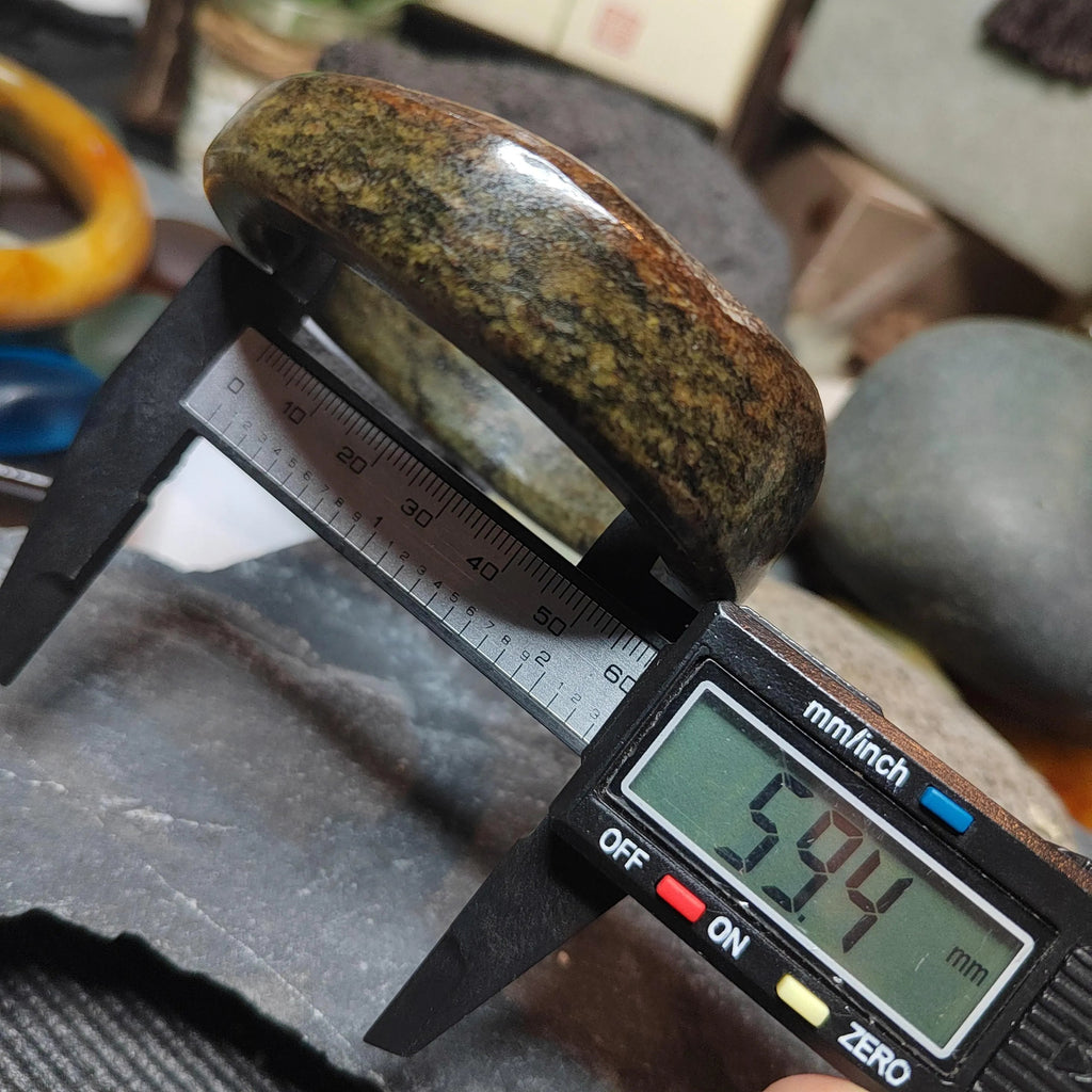 Certified Natural Hemo Jade With Skin Uneven Cutting Rare Design Bangle 59.44mm | SL571 SL Precious