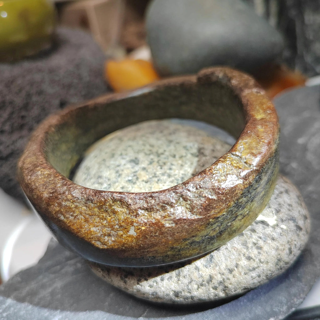 Certified Natural Hemo Jade With Skin Uneven Cutting Rare Design Bangle 59.44mm | SL571 SL Precious