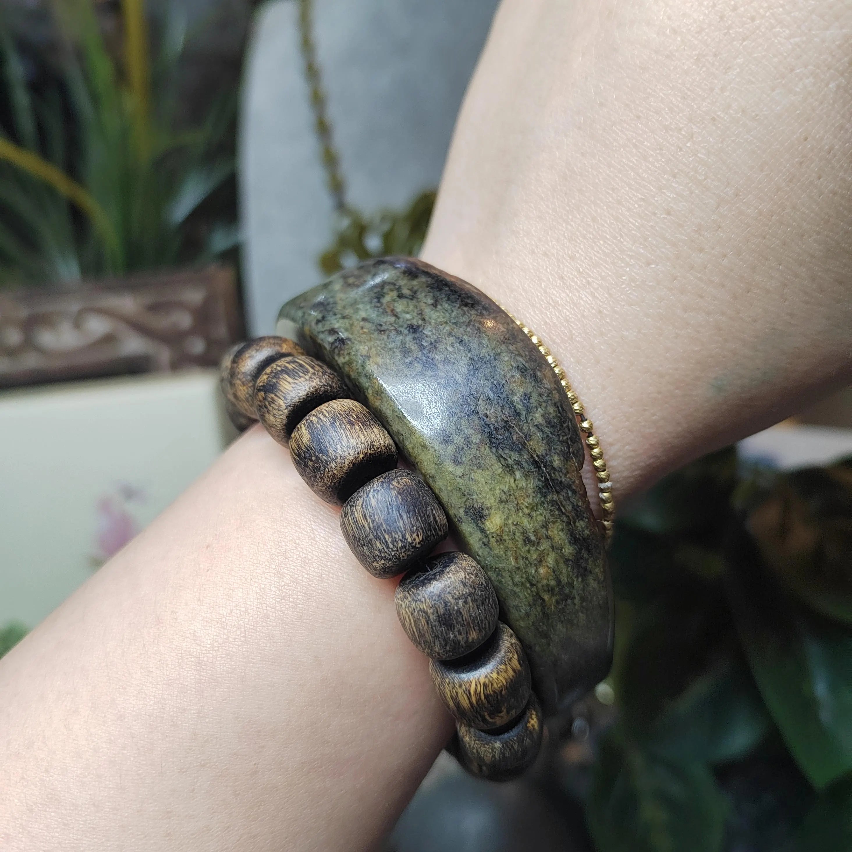 Certified Natural Hemo Jade With Skin Uneven Cutting Rare Design Bangle 59.44mm | SL571 SL Precious