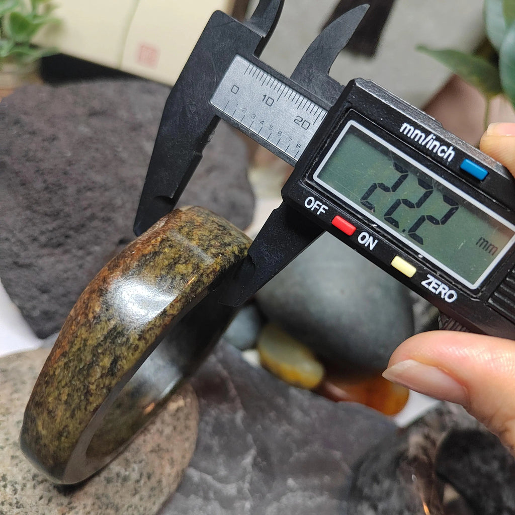 Certified Natural Hemo Jade With Skin Uneven Cutting Rare Design Bangle 59.44mm | SL571 SL Precious