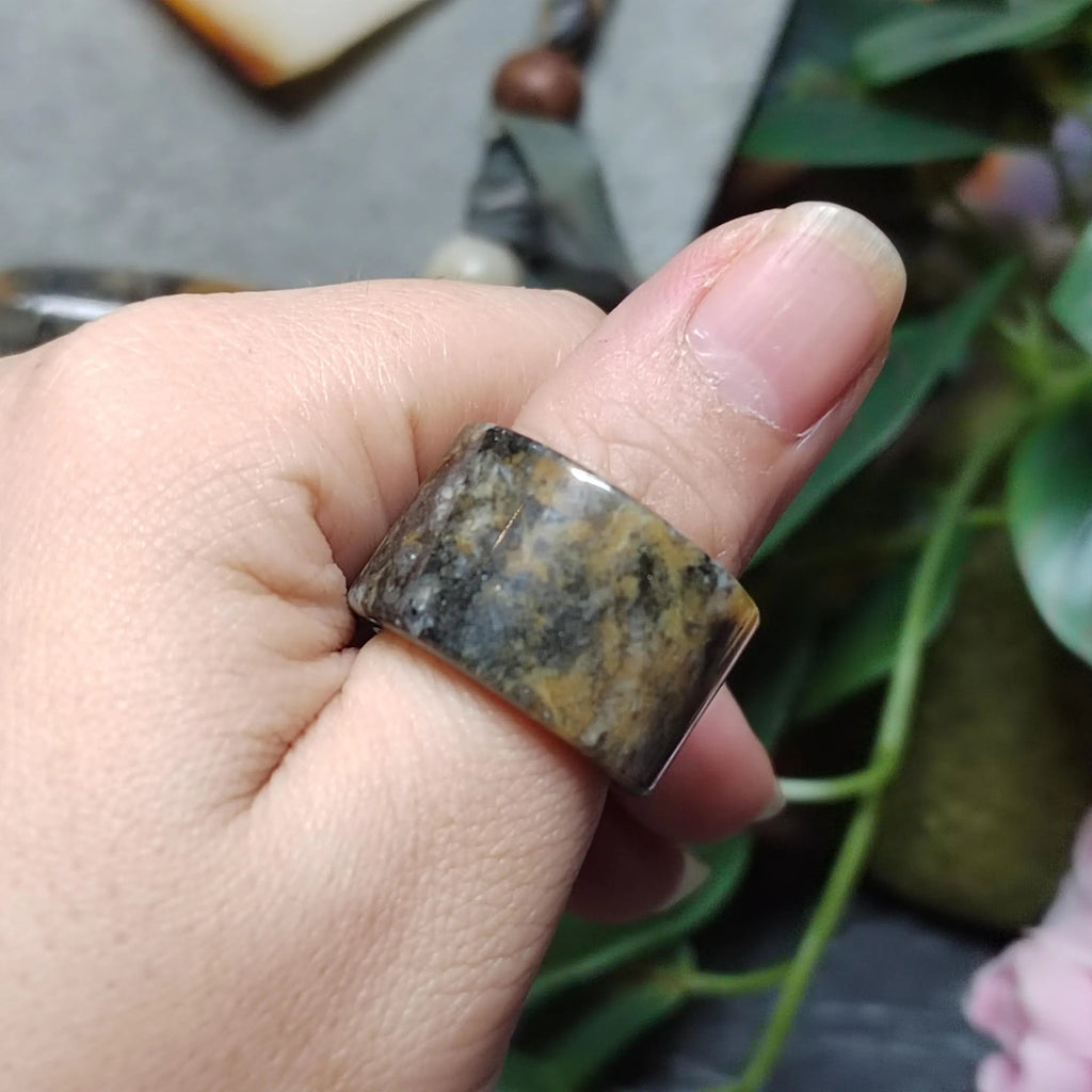 Certified Natural Xiuyan Jade Ring “Vintage Earth Elegance” | Inner 18.4 mm (US 8.5) SL584 SL Precious
