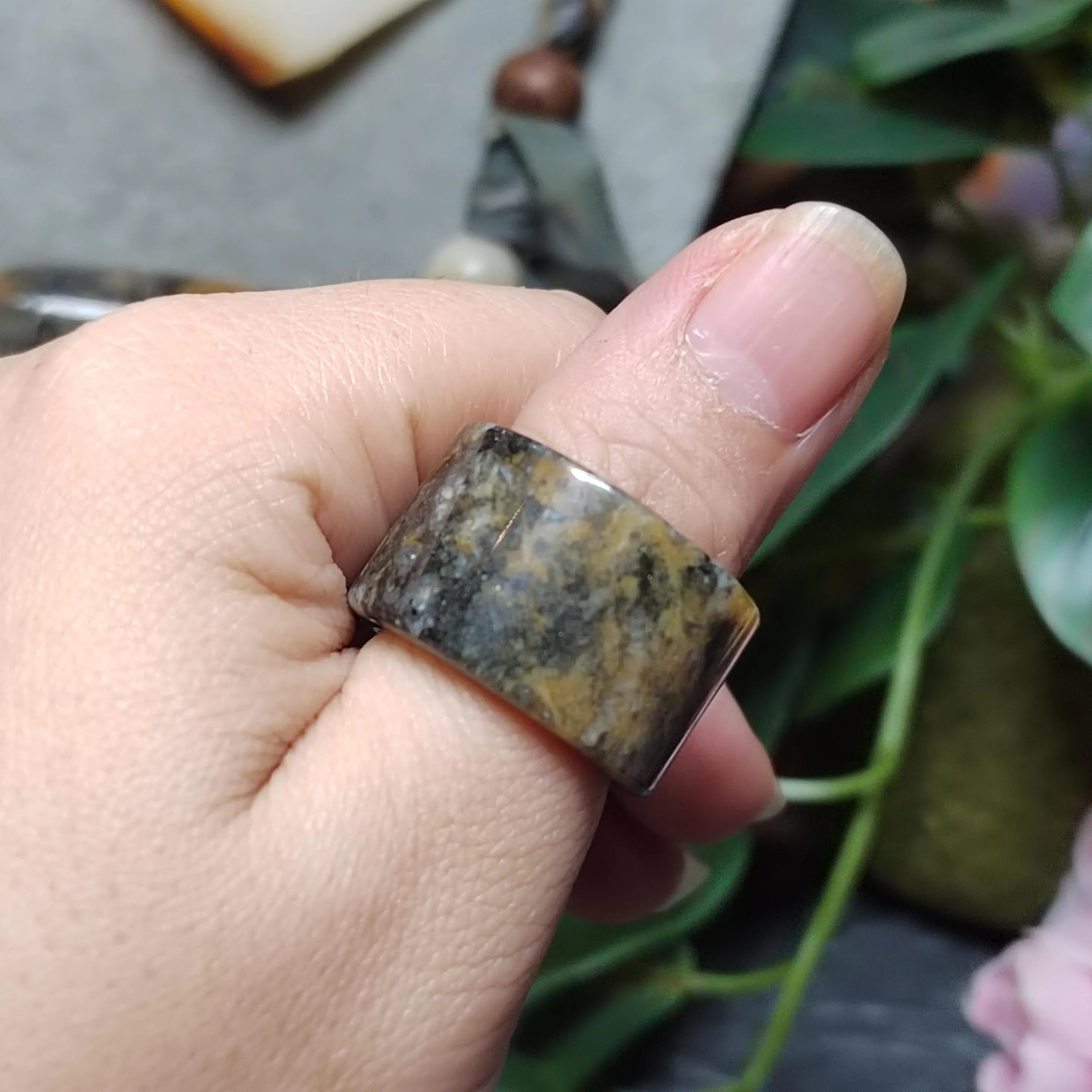 Certified Natural Xiuyan Jade Ring “Vintage Earth Elegance” | Inner 18.4 mm (US 8.5) SL584 SL Precious