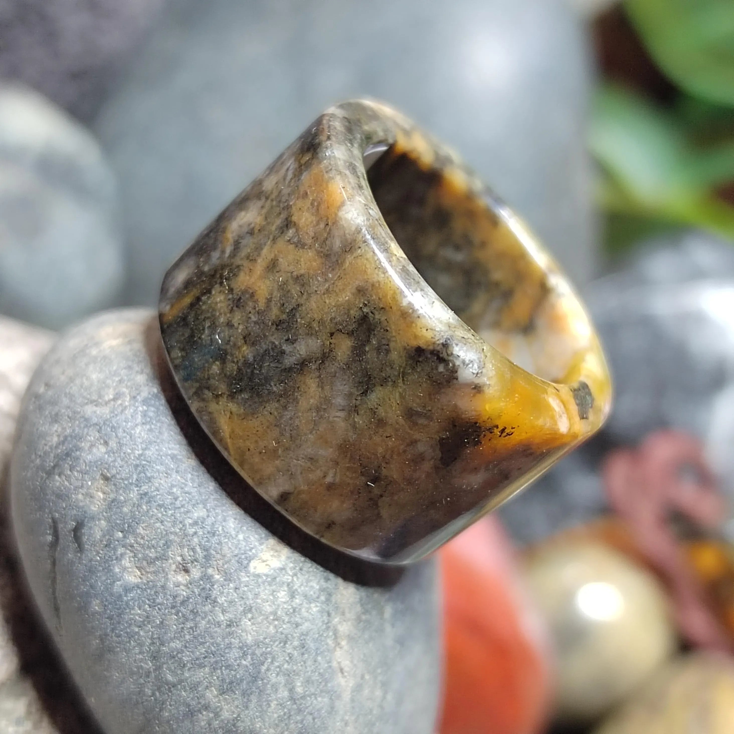 Certified Natural Xiuyan Jade Ring “Vintage Earth Elegance” | Inner 18.4 mm (US 8.5) SL584 SL Precious