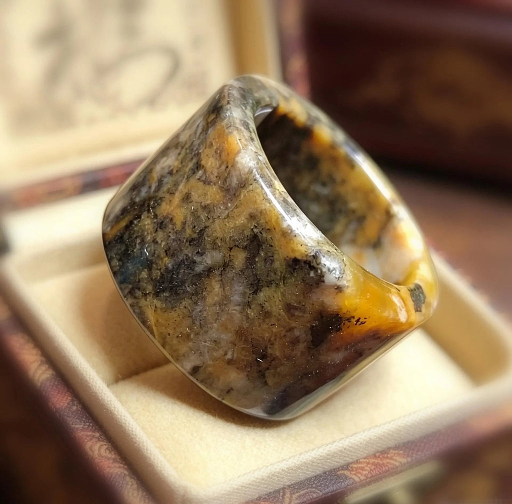Certified Natural Xiuyan Jade Ring “Vintage Earth Elegance” | Inner 18.4 mm (US 8.5) SL584 SL Precious