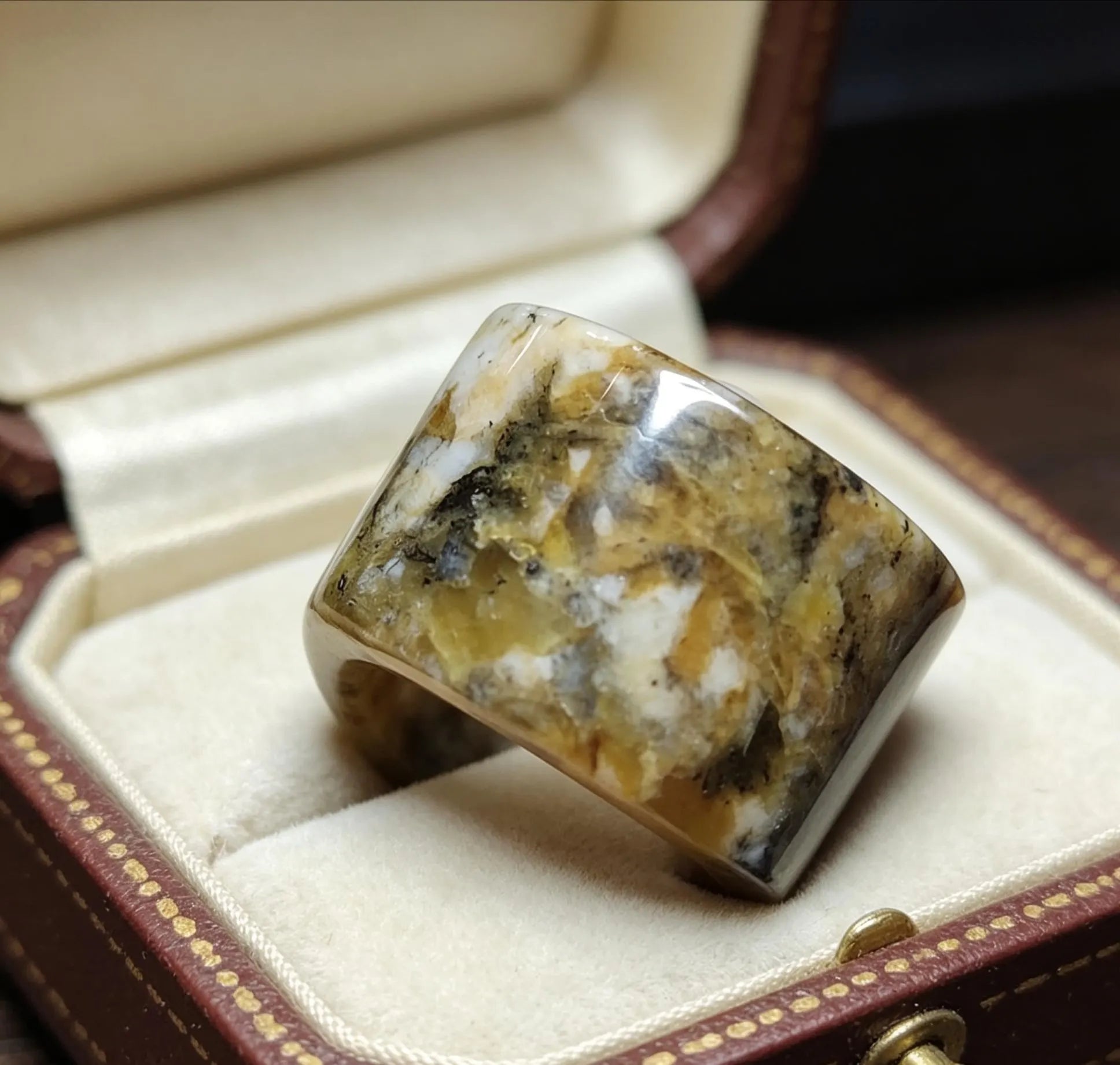 Certified Natural Xiuyan Jade Ring “Vintage Earth Elegance” | Inner 18.4 mm (US 8.5) SL584 SL Precious