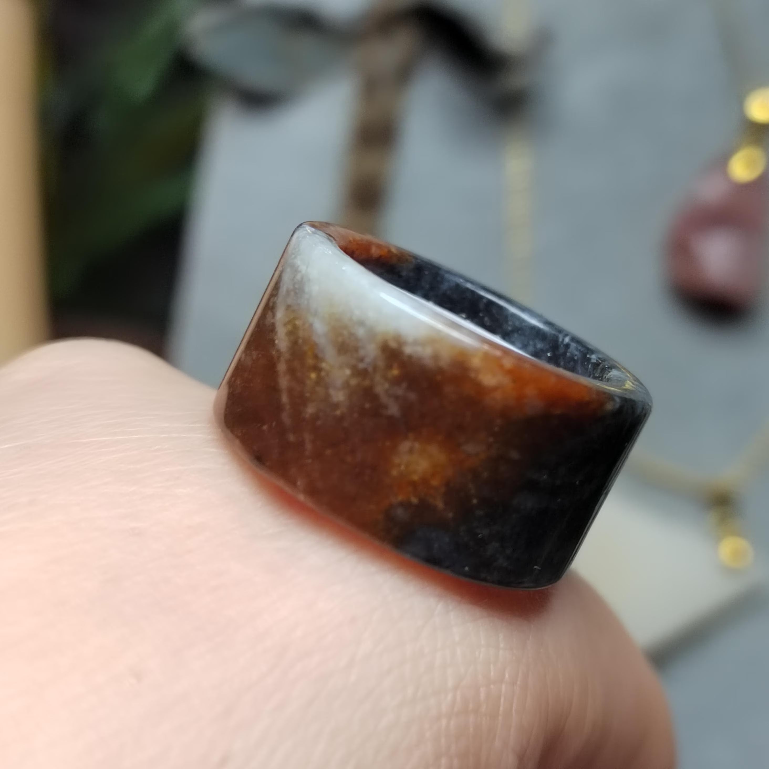 Certified Natural Xiuyan Jade Ring “Heaven Feather Glow” Inner 18 mm (US 8)  SL588 SL Precious