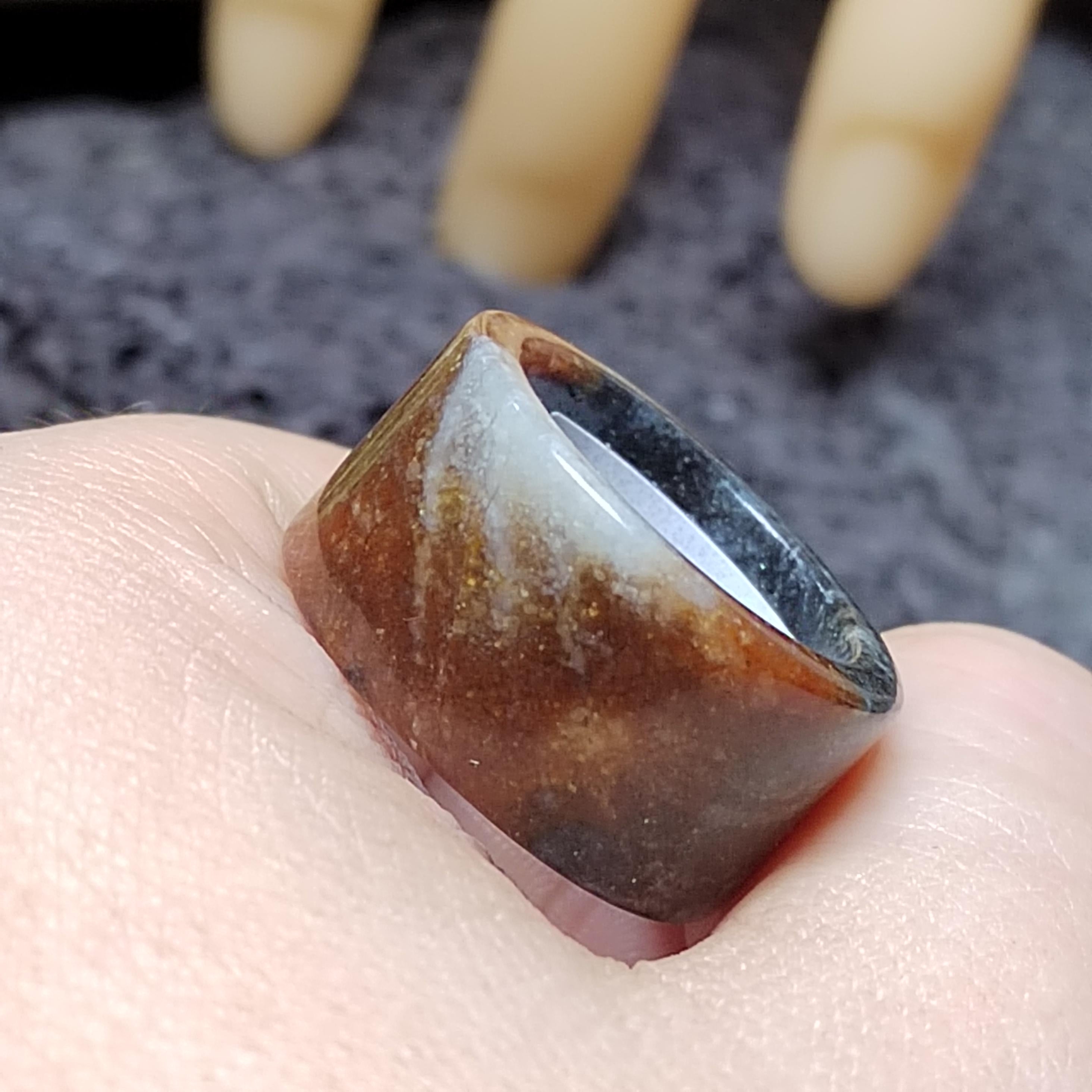 Certified Natural Xiuyan Jade Ring “Heaven Feather Glow” Inner 18 mm (US 8)  SL588 SL Precious