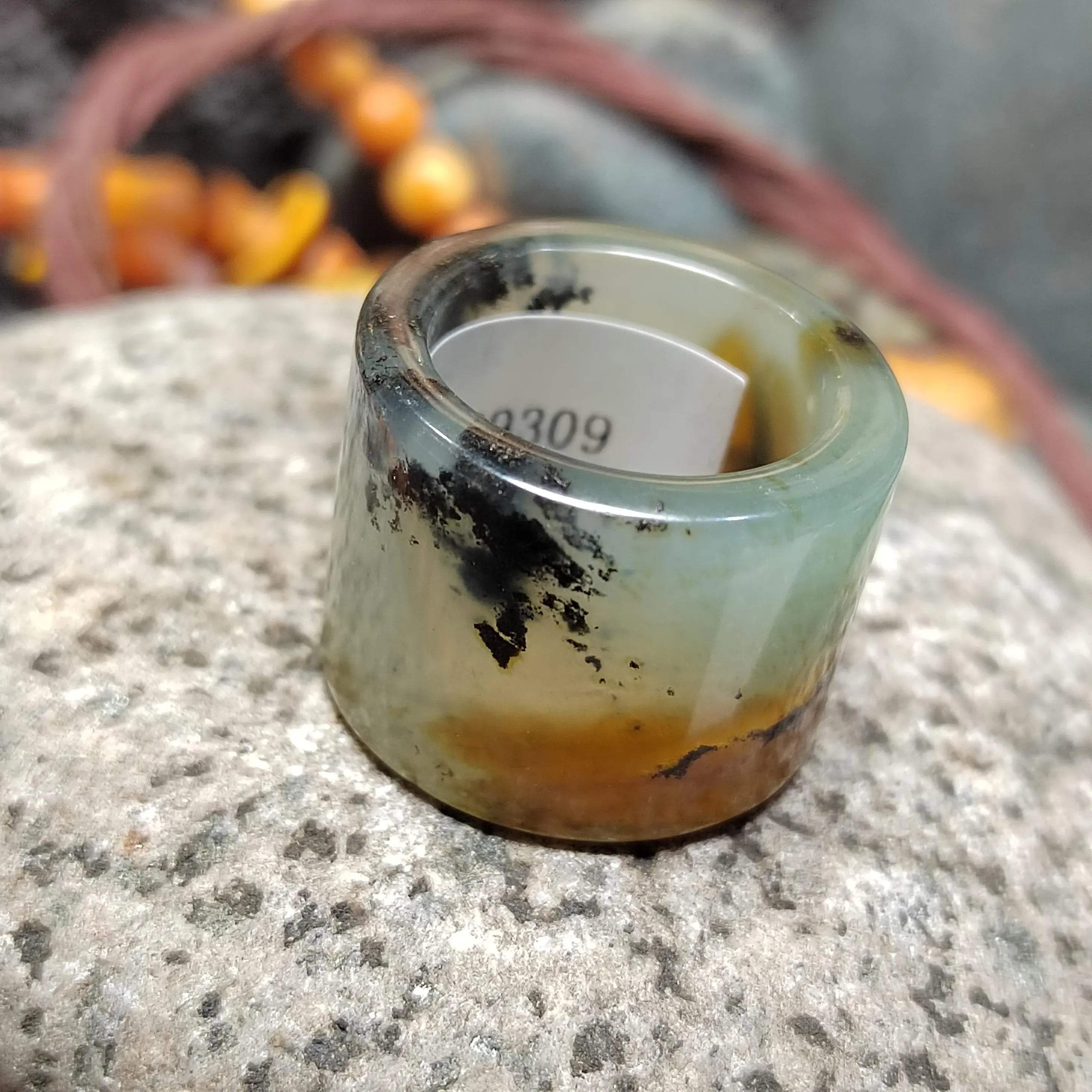Certified Natural Xiuyan Jade Ring “Celestial Feather Mist” Inner 16.4 mm  (US 6)  SL589 SL Precious