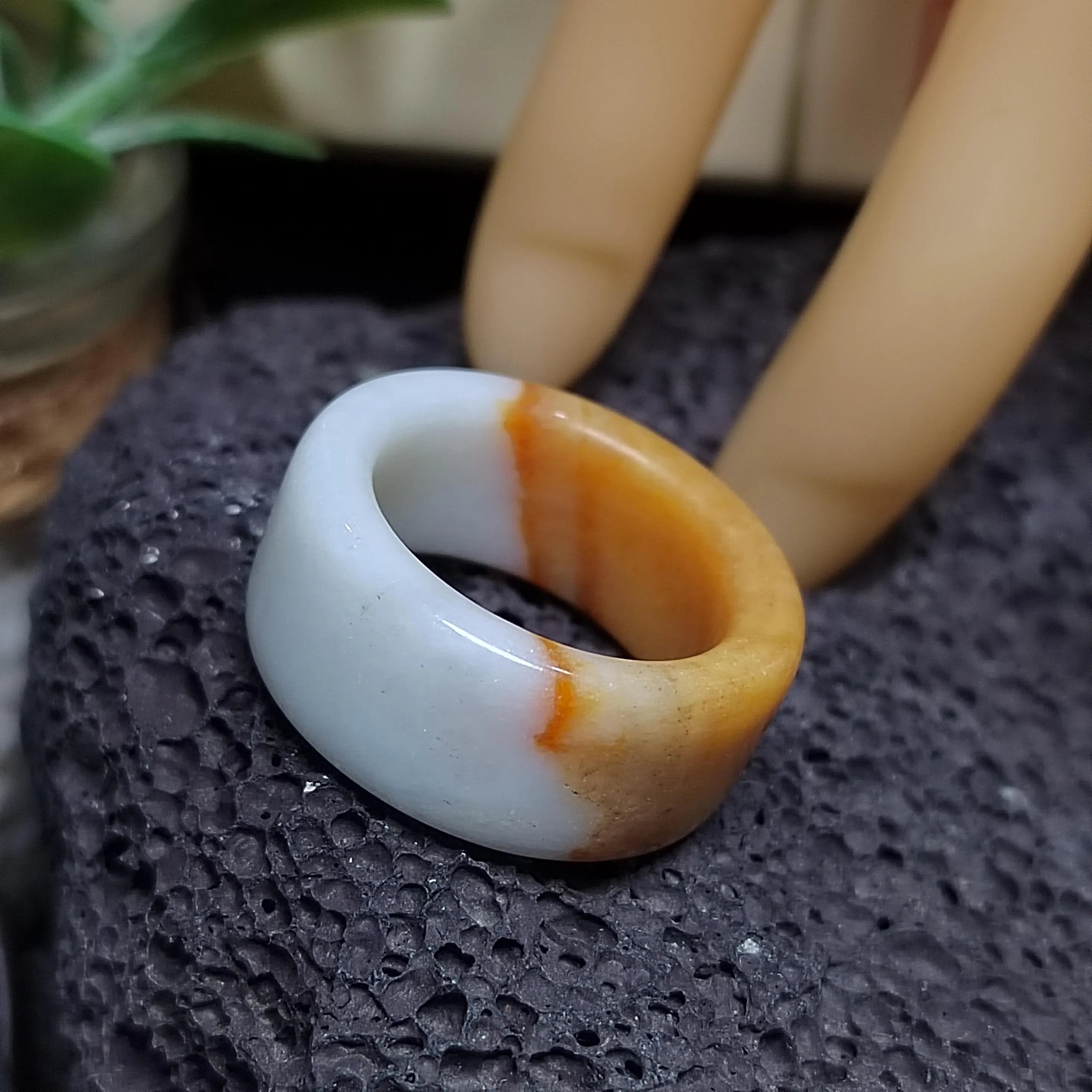 Certified Natural Xiuyan Jade Ring “Amber Cloud Serenity” | Inner 19.1 mm  (US 9)  SL595 SL Precious