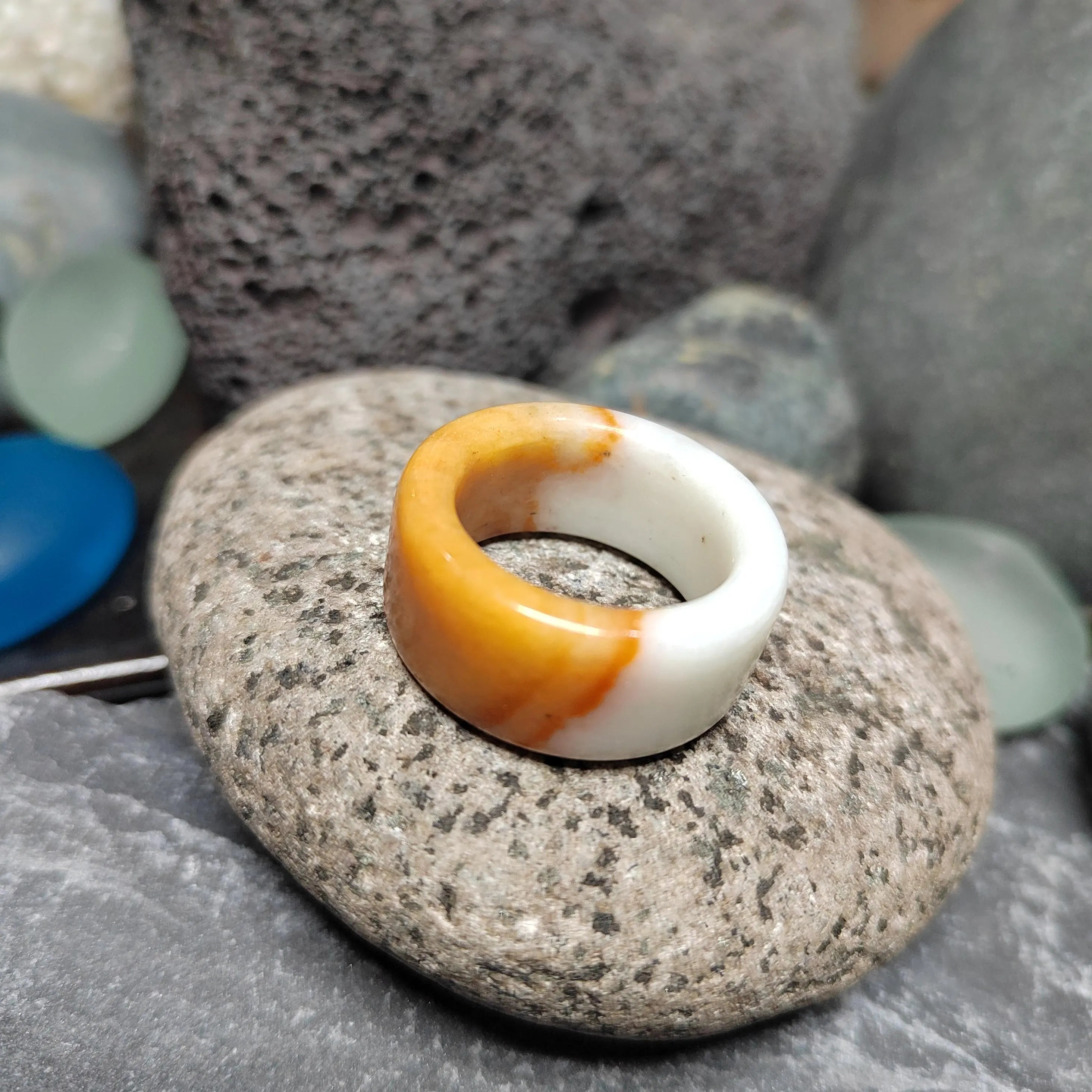 Certified Natural Xiuyan Jade Ring “Amber Cloud Serenity” | Inner 19.1 mm  (US 9)  SL595 SL Precious