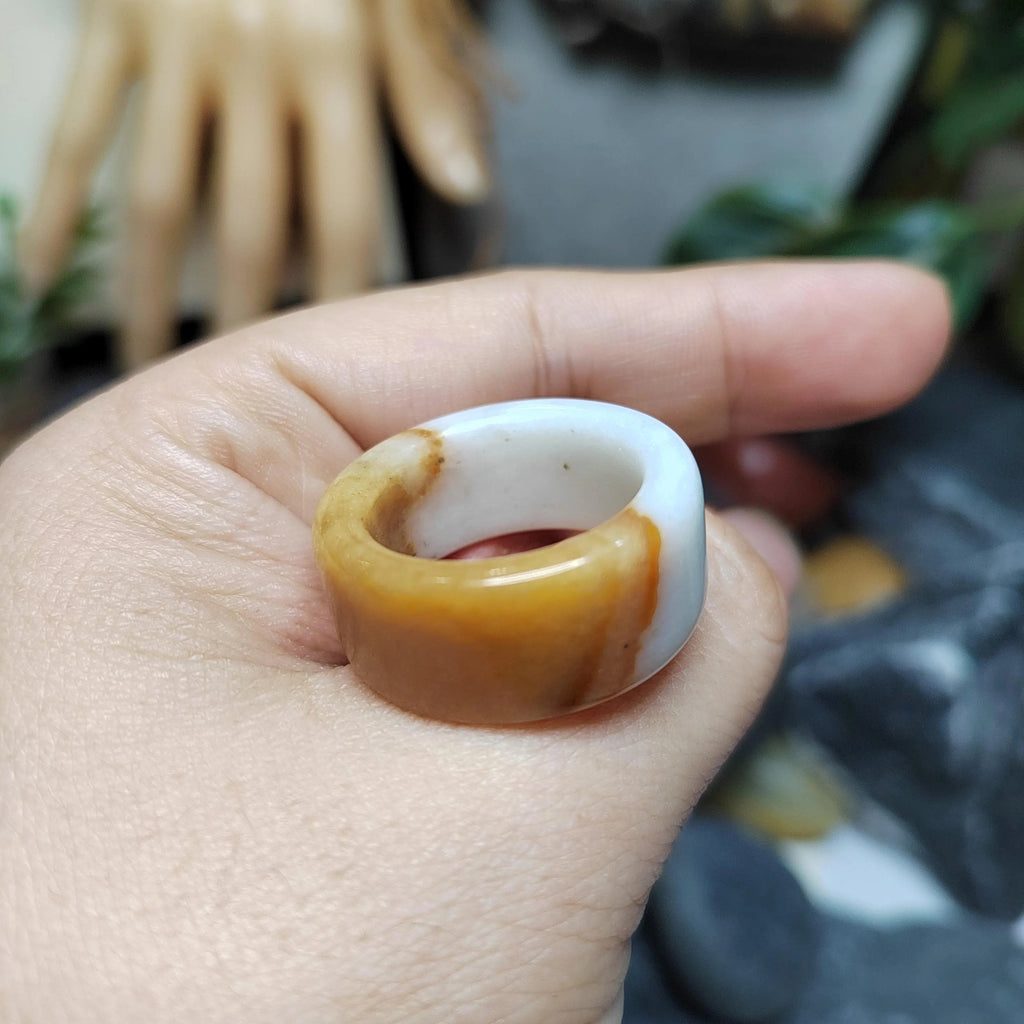Certified Natural Xiuyan Jade Ring “Amber Cloud Serenity” | Inner 19.1 mm  (US 9)  SL595 SL Precious