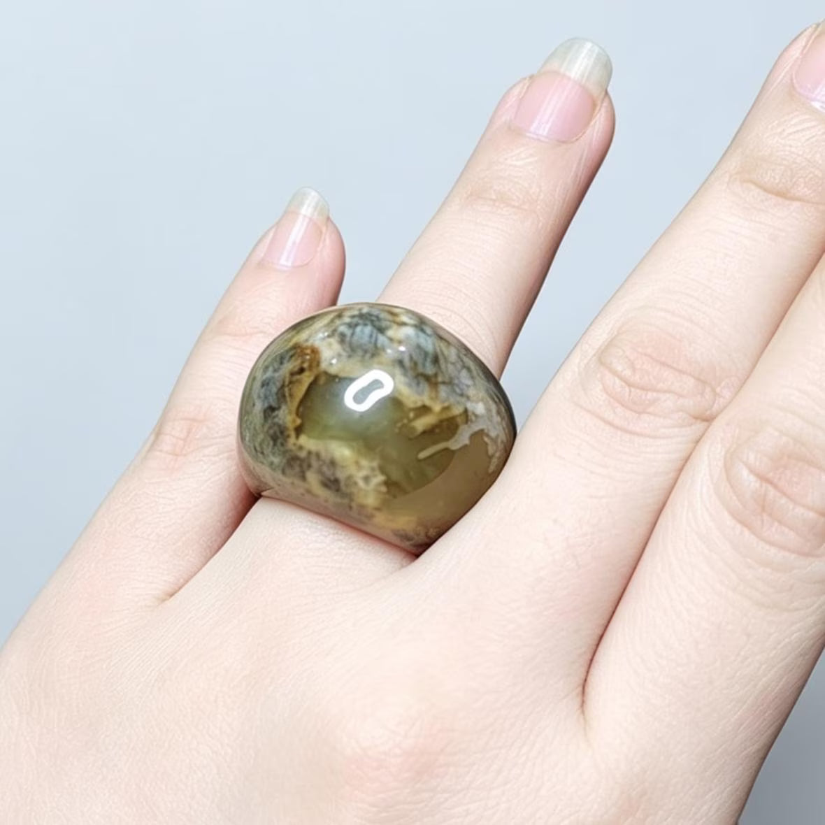 Certified Natural Xiuyan Jade Ring “Domed Head Serenity” | Inner 17.7 mm  (US 7.75)  SL597 SL Precious