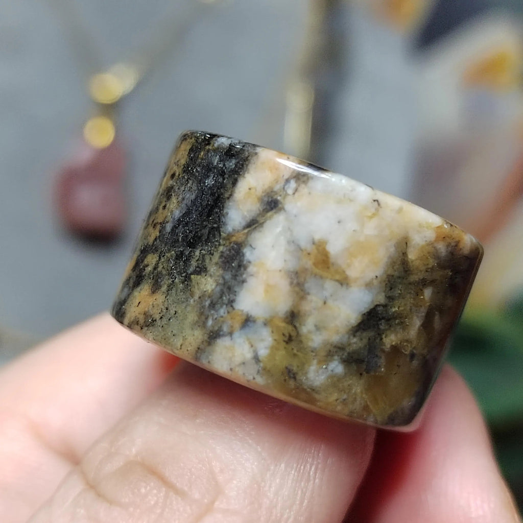 Certified Natural Xiuyan Jade Ring “Vintage Earth Elegance” | Inner 18.4 mm (US 8.5) SL584 SL Precious