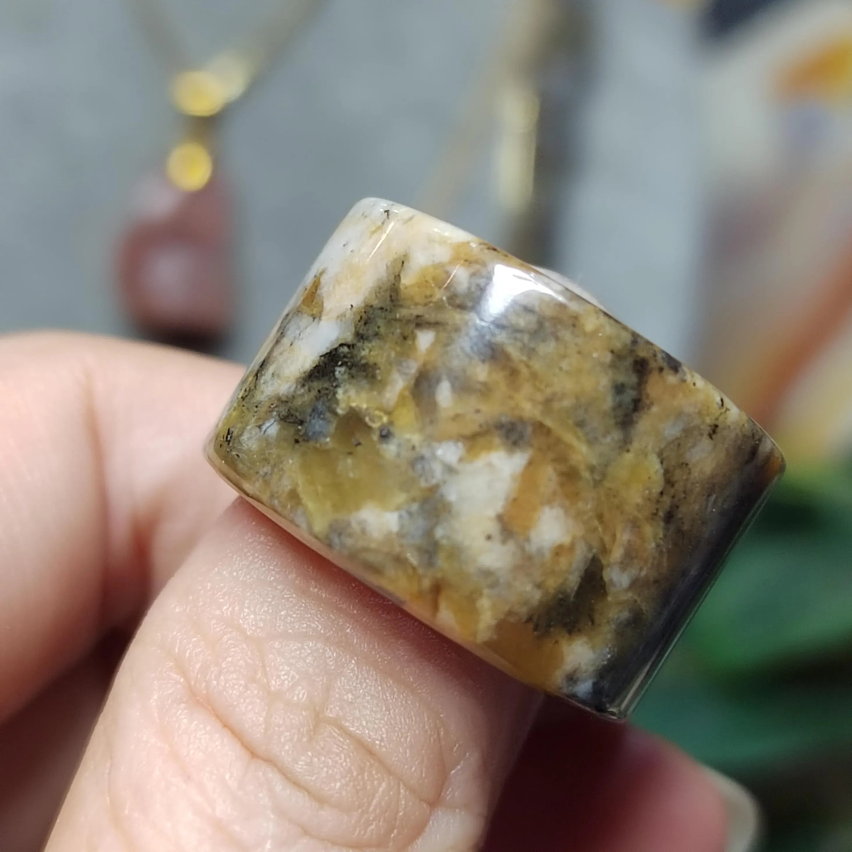 Certified Natural Xiuyan Jade Ring “Vintage Earth Elegance” | Inner 18.4 mm (US 8.5) SL584 SL Precious
