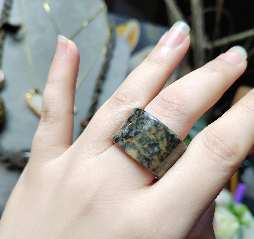 Certified Natural Xiuyan Jade Ring “Vintage Earth Elegance” | Inner 18.4 mm (US 8.5) SL584 SL Precious