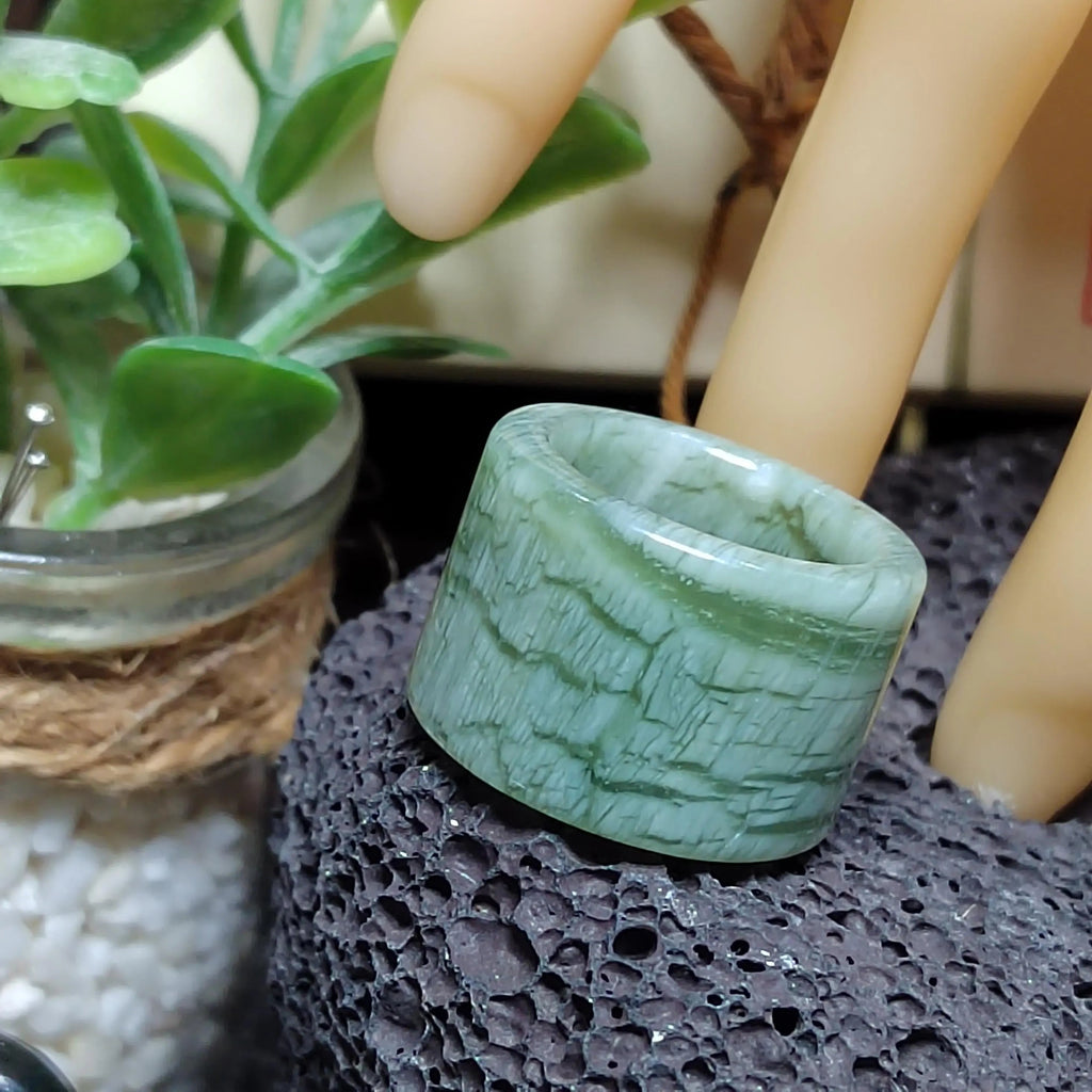 Certified Natural Xiuyan Jade Ring “Verdant Cloud Grace” | Inner 18.6 mm (US 8.75) SL585 SL Precious