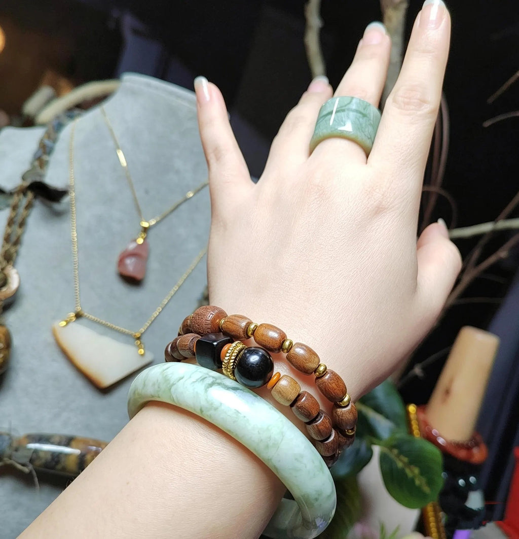 Certified Natural Xiuyan Jade Ring “Verdant Cloud Grace” | Inner 18.6 mm (US 8.75) SL585 SL Precious