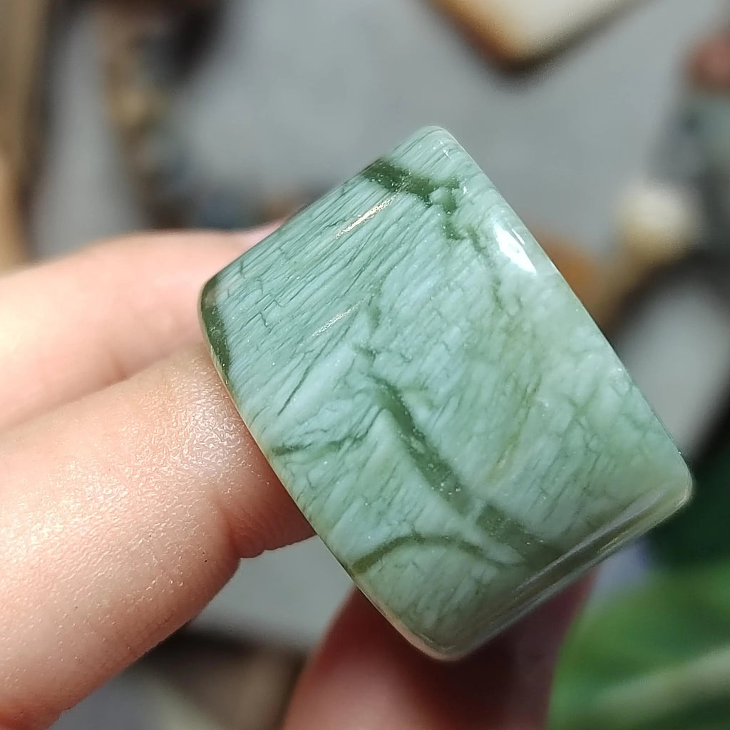 Certified Natural Xiuyan Jade Ring “Verdant Cloud Grace” | Inner 18.6 mm (US 8.75) SL585 SL Precious