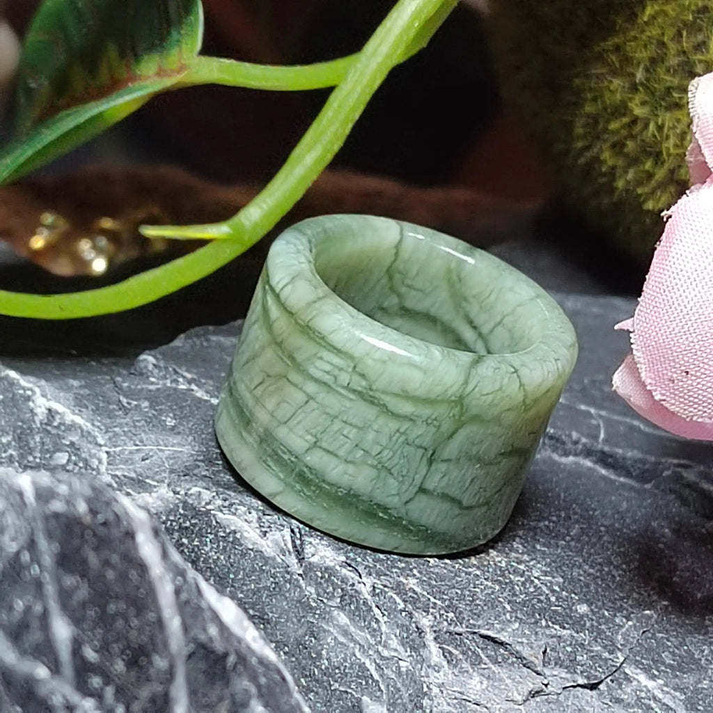 Certified Natural Xiuyan Jade Ring “Verdant Cloud Grace” | Inner 18.6 mm (US 8.75) SL585 SL Precious