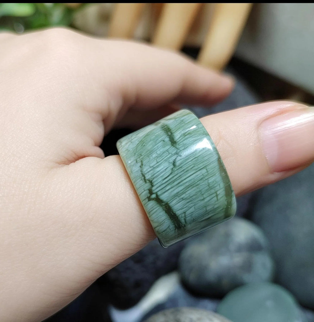 Certified Natural Xiuyan Jade Ring “Verdant Cloud Grace” | Inner 18.6 mm (US 8.75) SL585 SL Precious