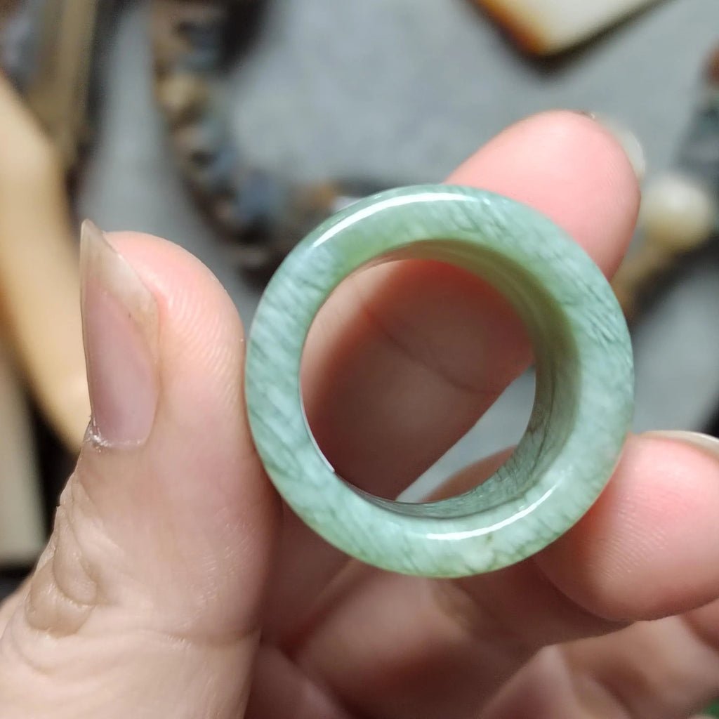 Certified Natural Xiuyan Jade Ring “Verdant Cloud Grace” | Inner 18.6 mm (US 8.75) SL585 SL Precious