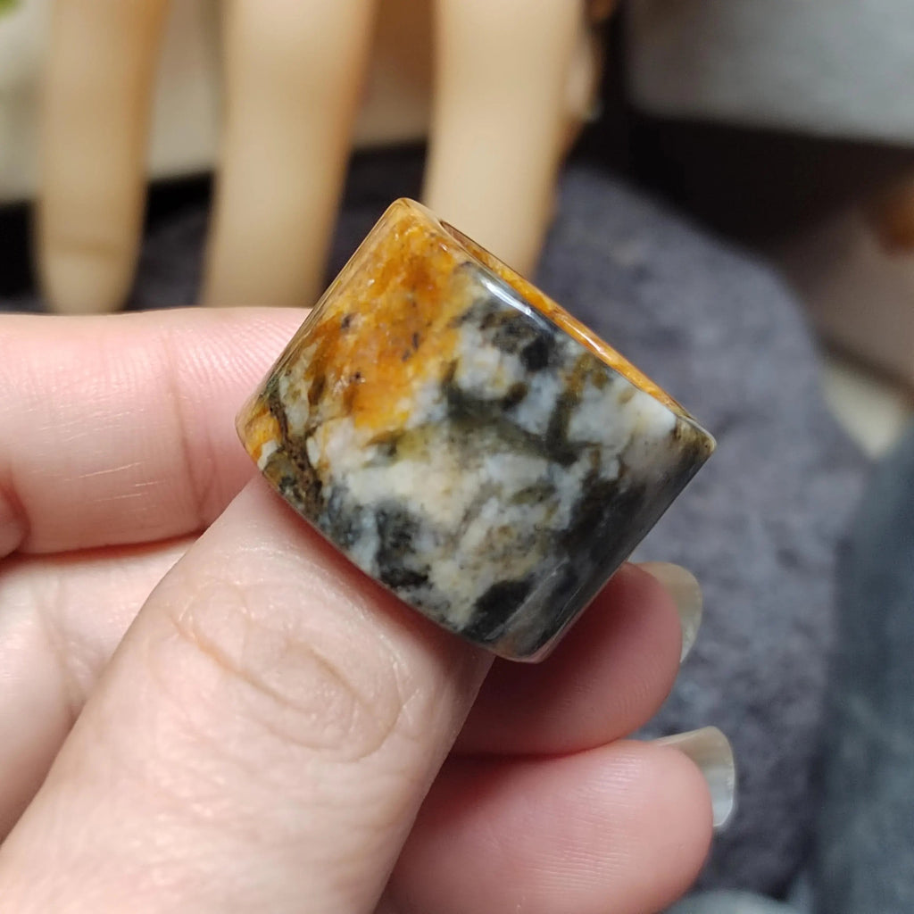 Certified Natural Xiuyan Jade Ring “Amber Stone Serenity” | Inner 18.1 mm (US 8) SL587 SL Precious
