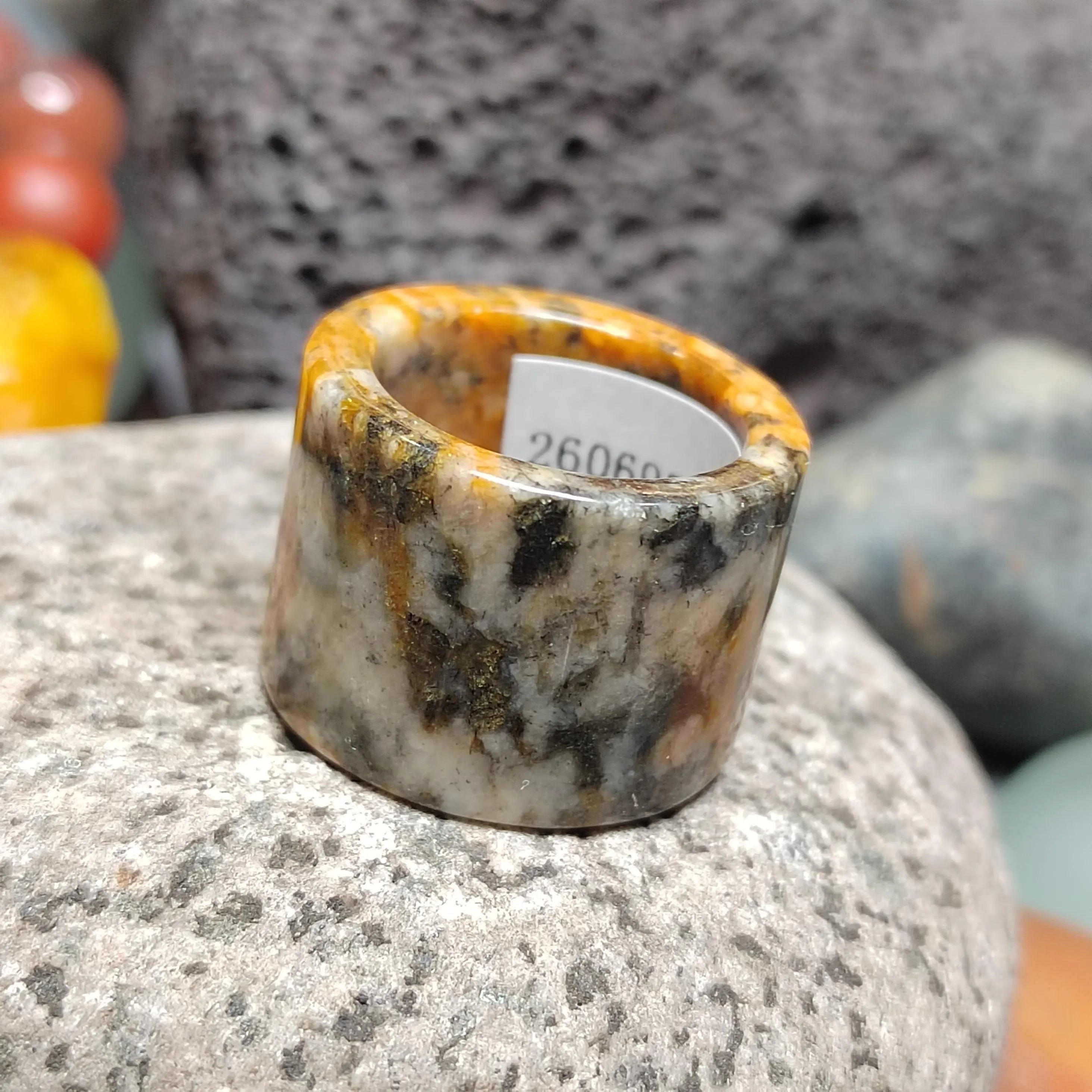 Certified Natural Xiuyan Jade Ring “Amber Stone Serenity” | Inner 18.1 mm (US 8) SL587 SL Precious