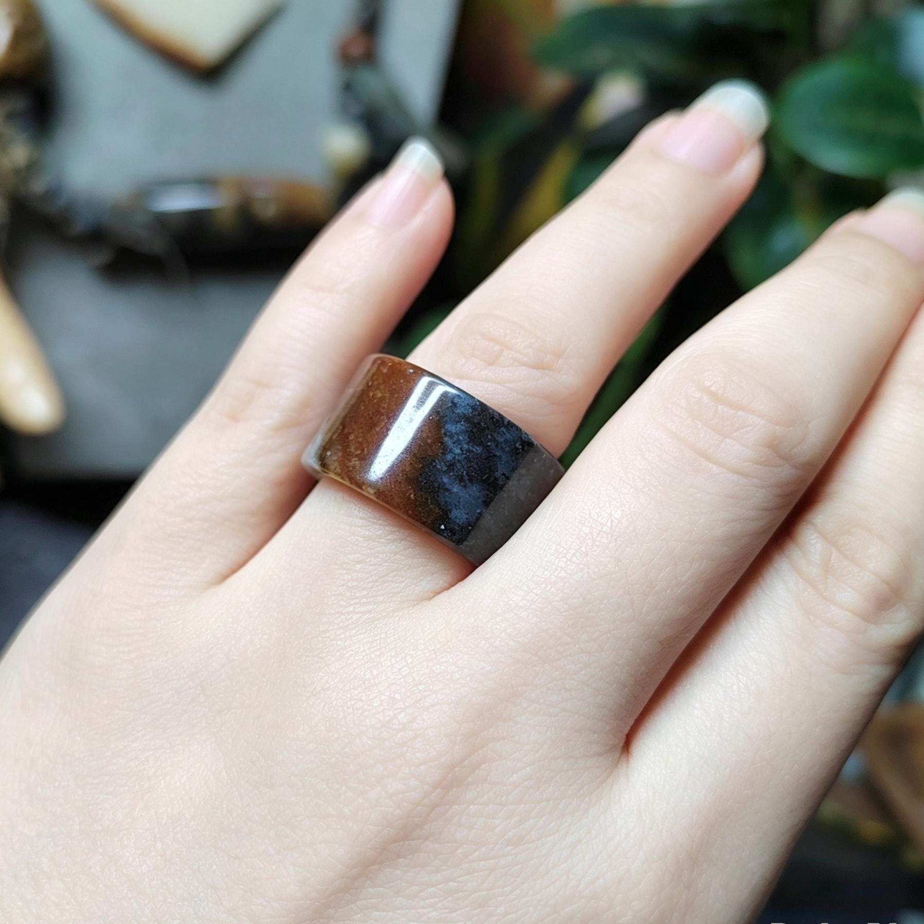 Certified Natural Xiuyan Jade Ring “Heaven Feather Glow” Inner 18 mm (US 8)  SL588 SL Precious