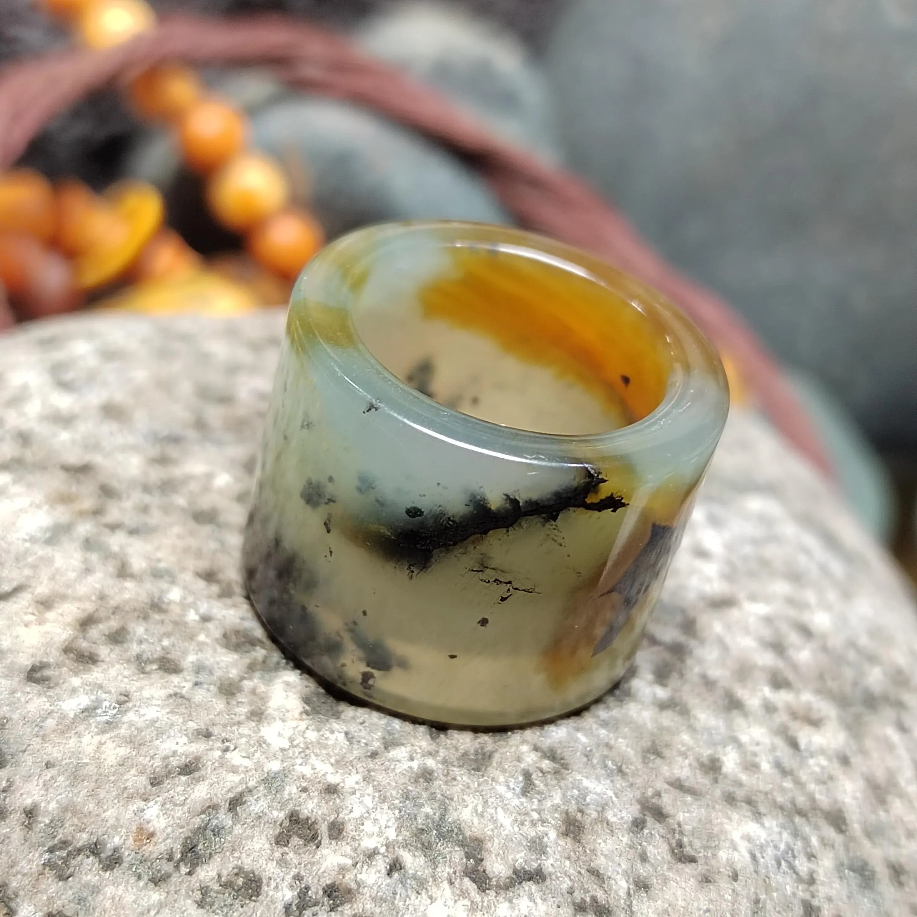 Certified Natural Xiuyan Jade Ring “Celestial Feather Mist” Inner 16.4 mm  (US 6)  SL589 SL Precious