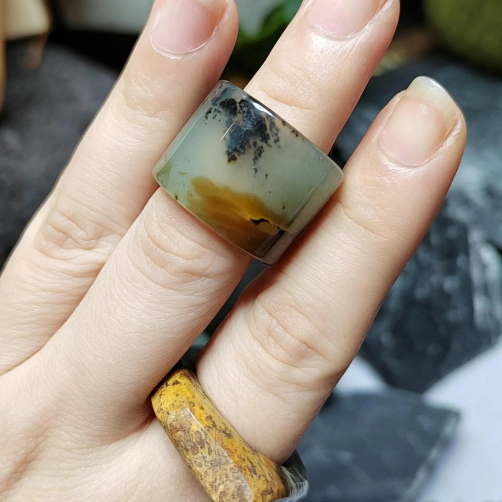 Certified Natural Xiuyan Jade Ring “Celestial Feather Mist” Inner 16.4 mm  (US 6)  SL589 SL Precious