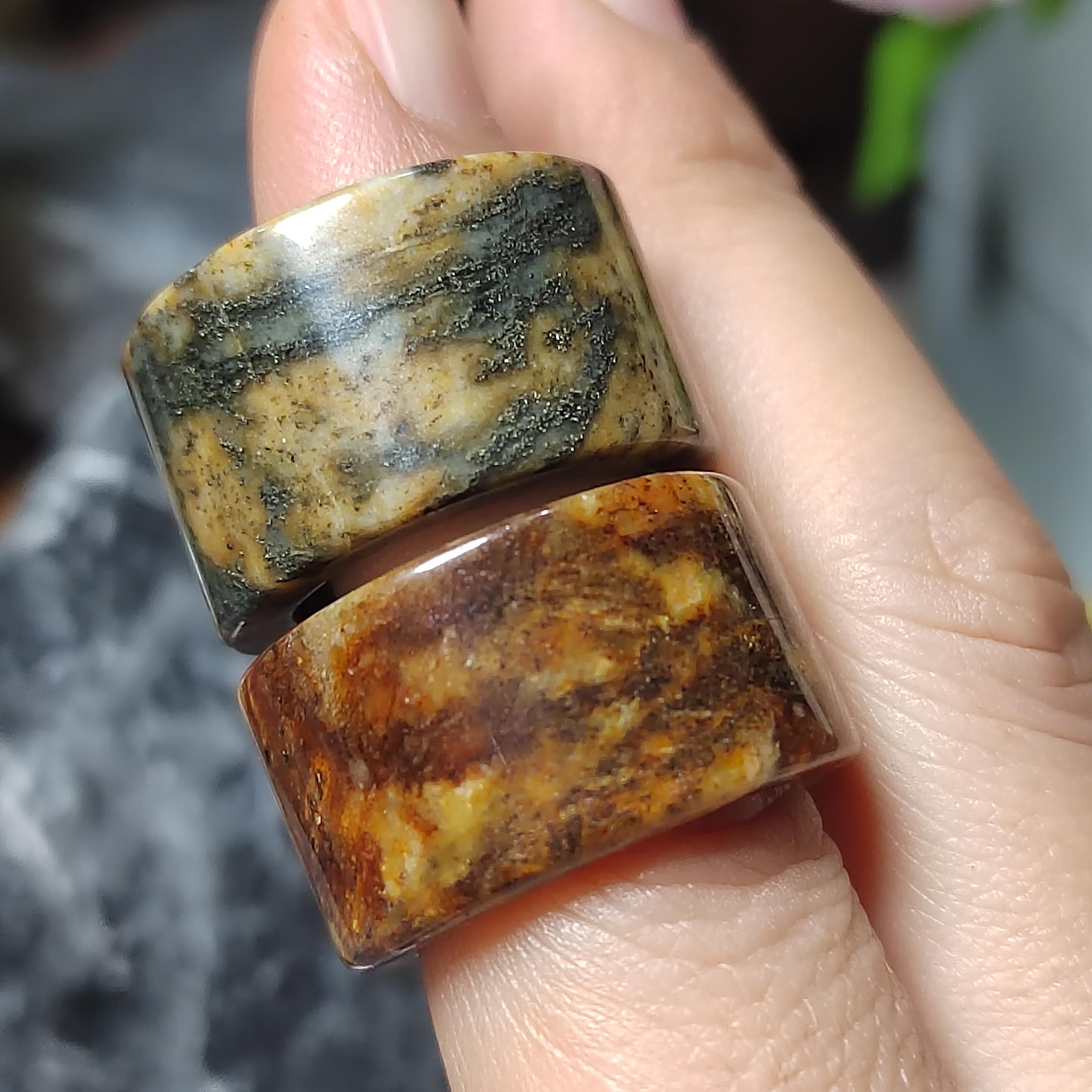 Certified Natural Xiuyan Jade Ring “Earth & Amber Harmony” |SL600A 17.8 mm (US 8) or SL600B 17.6 mm (US 7.75) SL Precious