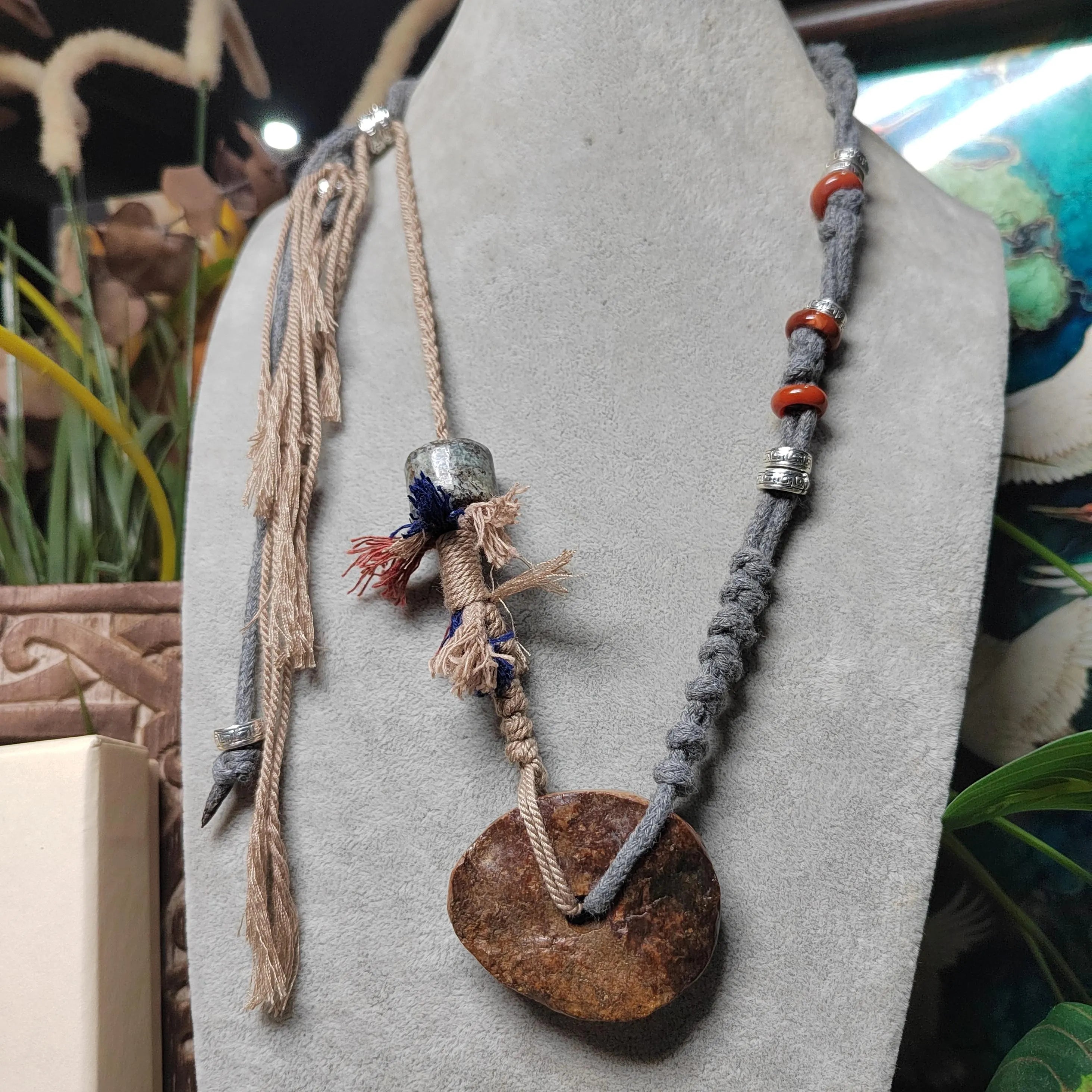 Certified Natural Hemo Jade Uneven Donut Pendant Necklace | SL601 SL Precious