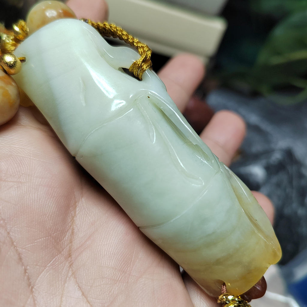 Certified Natural Xiuyan Jade King Stone “Butterflies, Plum Blossoms & Bamboo” Pendant Necklace | SL605 SL Precious