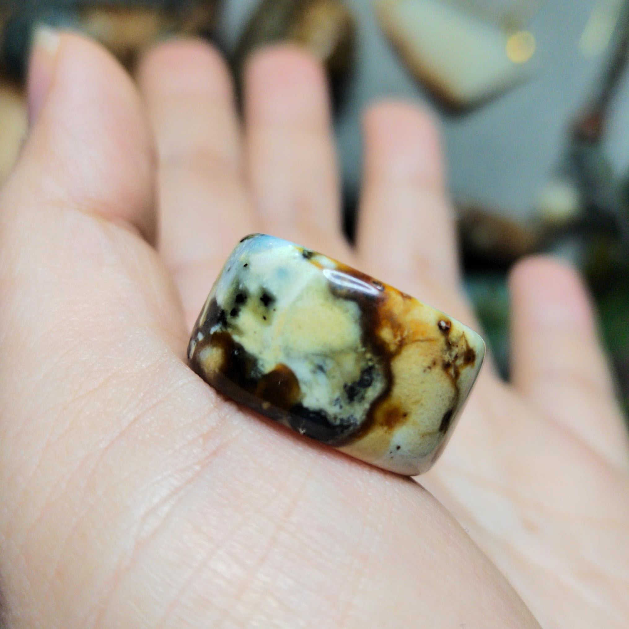 Certified Natural Xiuyan Jade Ring “Earth Blue Elegance” | Inner 16.3 mm (US 6)  SL593 SL Precious