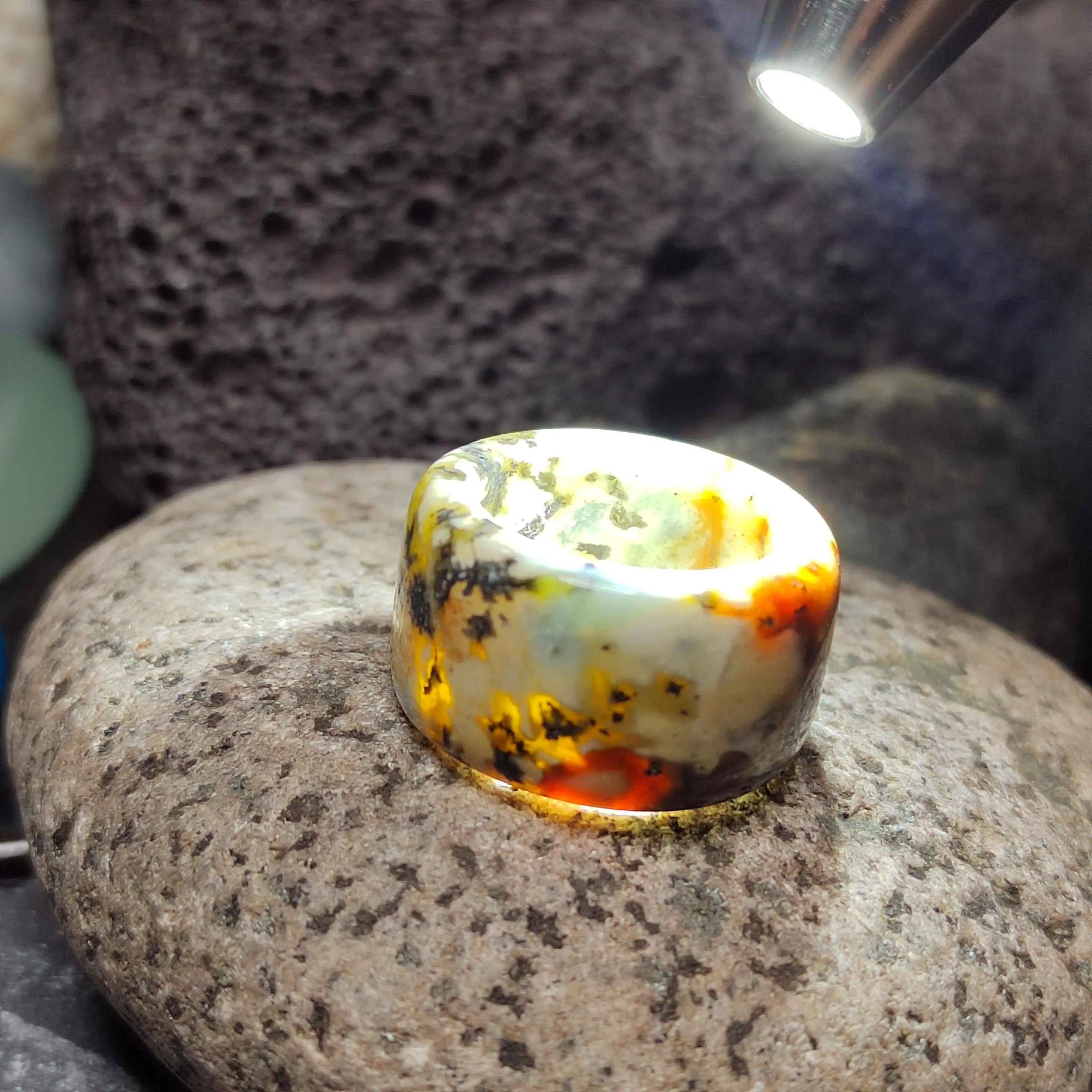 Certified Natural Xiuyan Jade Ring “Earth Blue Elegance” | Inner 16.3 mm (US 6)  SL593 SL Precious