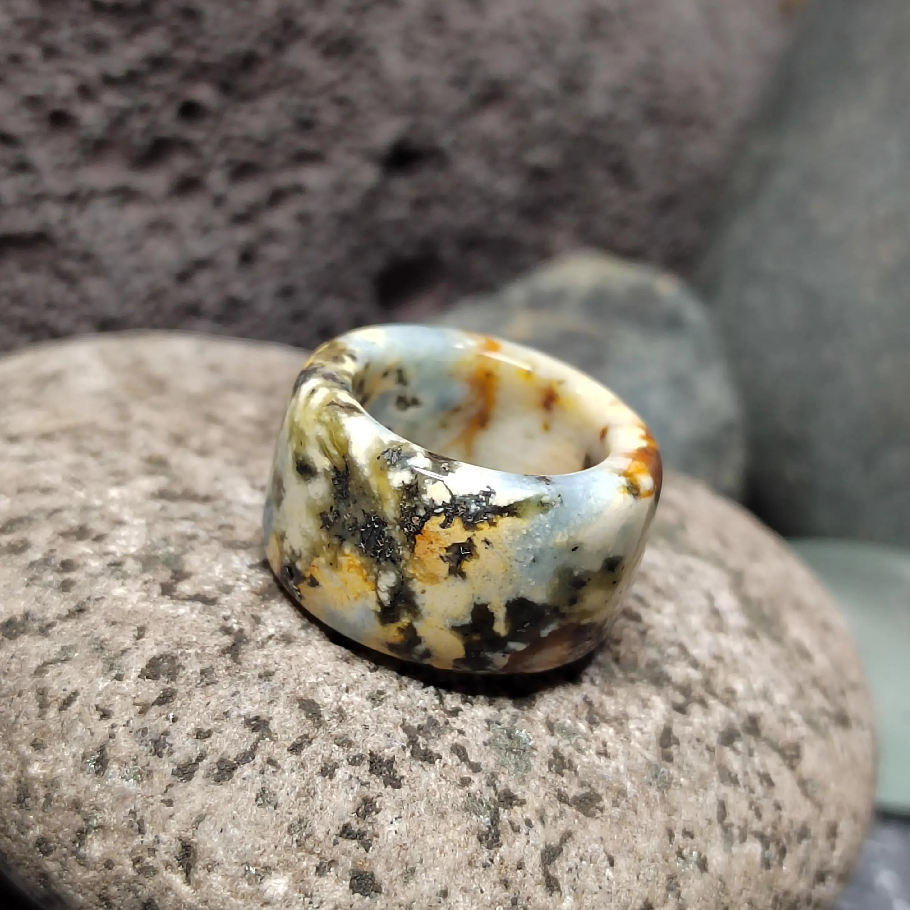 Certified Natural Xiuyan Jade Ring “Earth Blue Elegance” | Inner 16.3 mm (US 6)  SL593 SL Precious