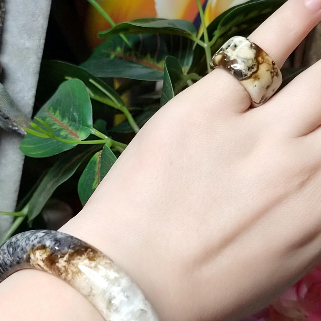 Certified Natural Xiuyan Jade Ring “Earth Blue Elegance” | Inner 16.3 mm (US 6)  SL593 SL Precious