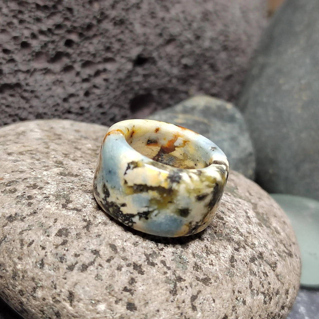 Certified Natural Xiuyan Jade Ring “Earth Blue Elegance” | Inner 16.3 mm (US 6)  SL593 SL Precious