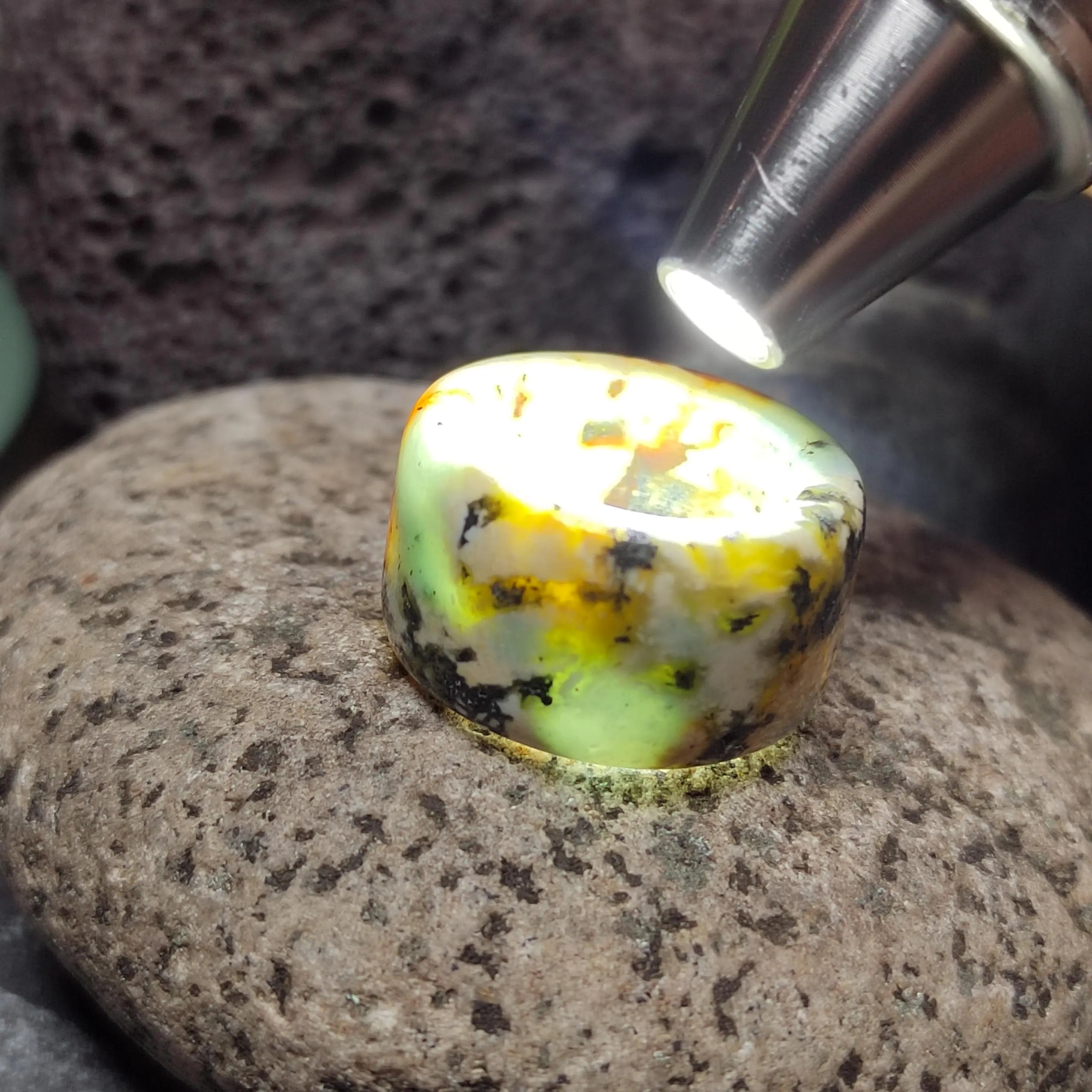 Certified Natural Xiuyan Jade Ring “Earth Blue Elegance” | Inner 16.3 mm (US 6)  SL593 SL Precious