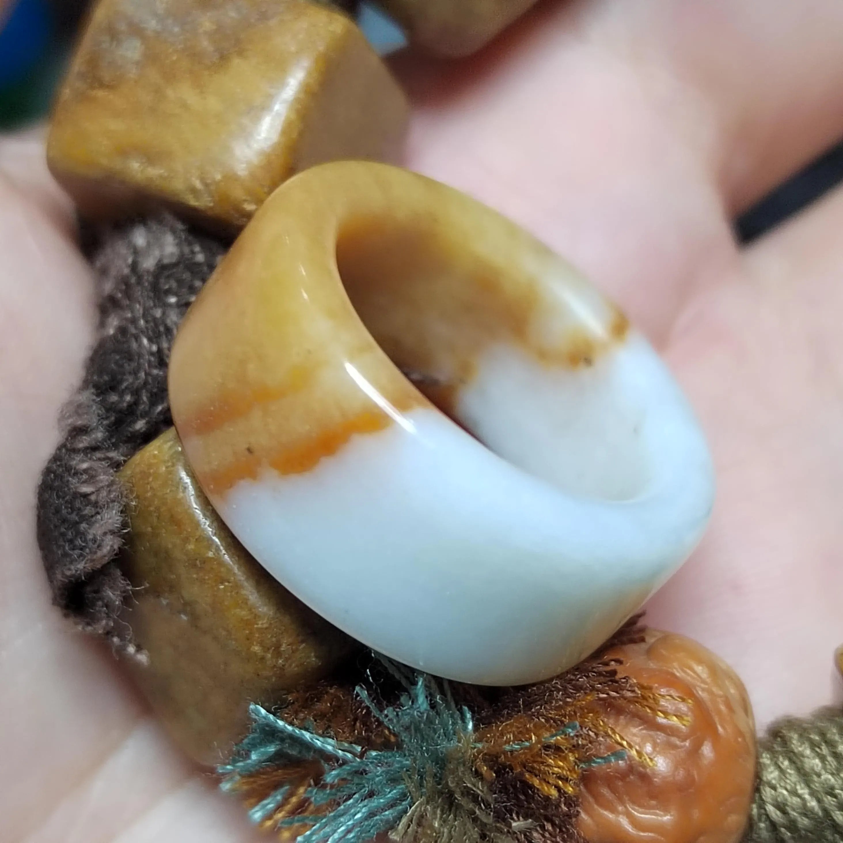 Certified Natural Xiuyan Jade Ring “Amber Cloud Serenity” | Inner 19.1 mm  (US 9)  SL595 SL Precious