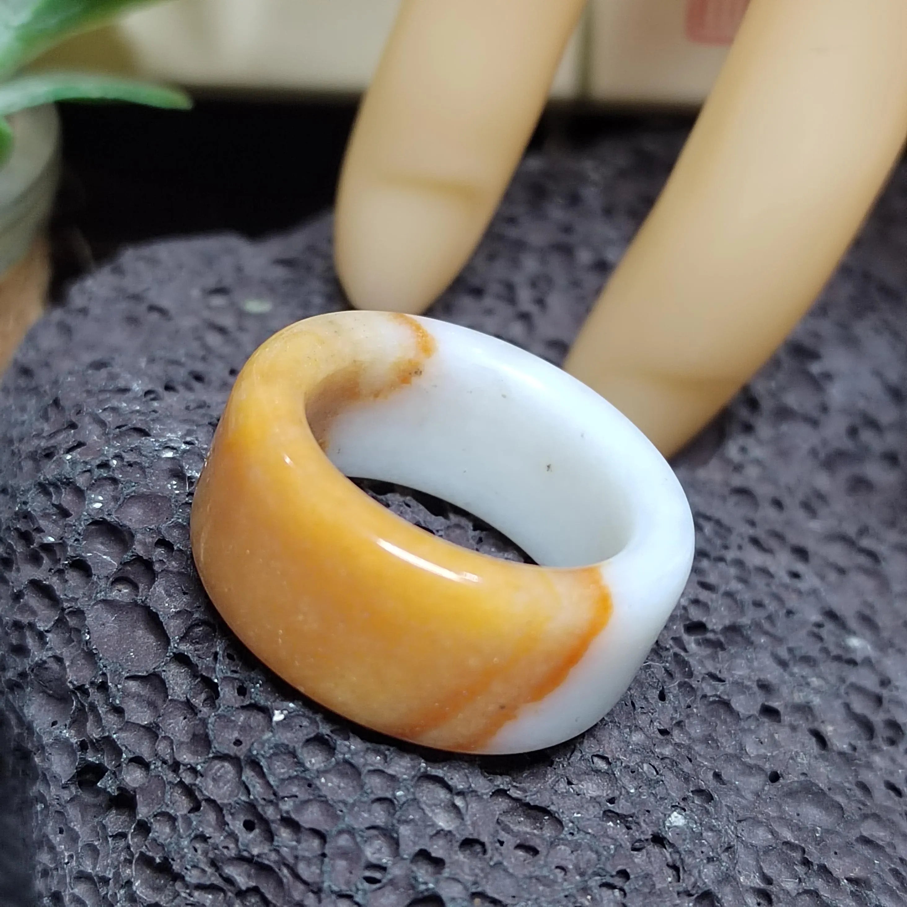 Certified Natural Xiuyan Jade Ring “Amber Cloud Serenity” | Inner 19.1 mm  (US 9)  SL595 SL Precious