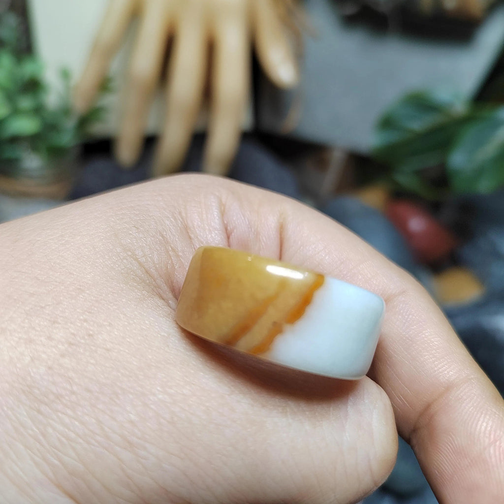 Certified Natural Xiuyan Jade Ring “Amber Cloud Serenity” | Inner 19.1 mm  (US 9)  SL595 SL Precious