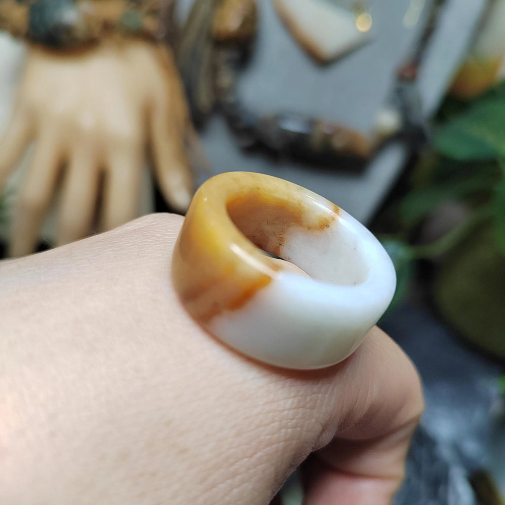 Certified Natural Xiuyan Jade Ring “Amber Cloud Serenity” | Inner 19.1 mm  (US 9)  SL595 SL Precious