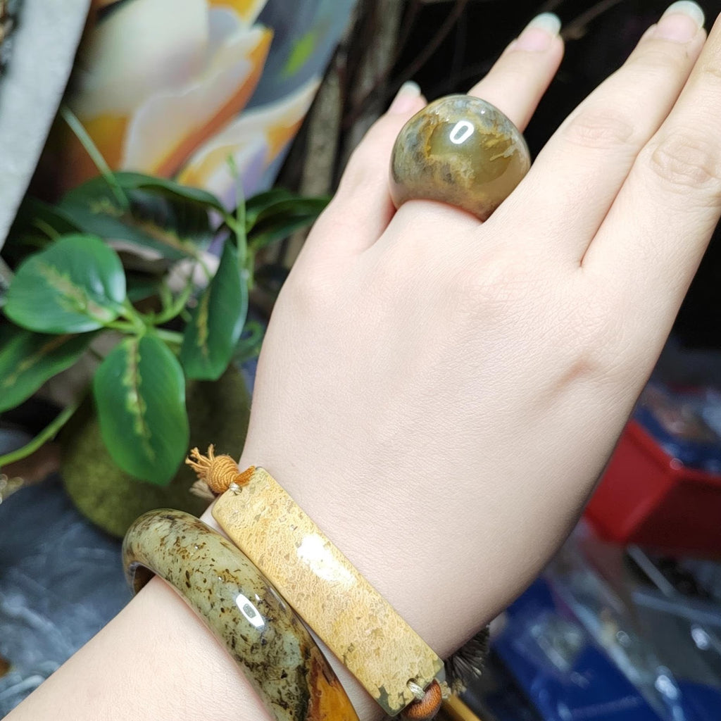 Certified Natural Xiuyan Jade Ring “Domed Head Serenity” | Inner 17.7 mm  (US 7.75)  SL597 SL Precious