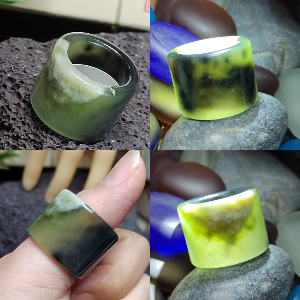 Certified Natural Xiuyan Jade Ring “Emerald Mist Strength” | Inner 18.6 mm  (US 8.75)  SL598 SL Precious