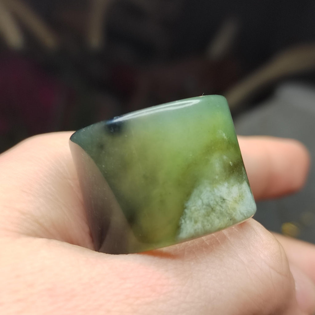 Certified Natural Xiuyan Jade Ring “Emerald Mist Strength” | Inner 18.6 mm  (US 8.75)  SL598 SL Precious
