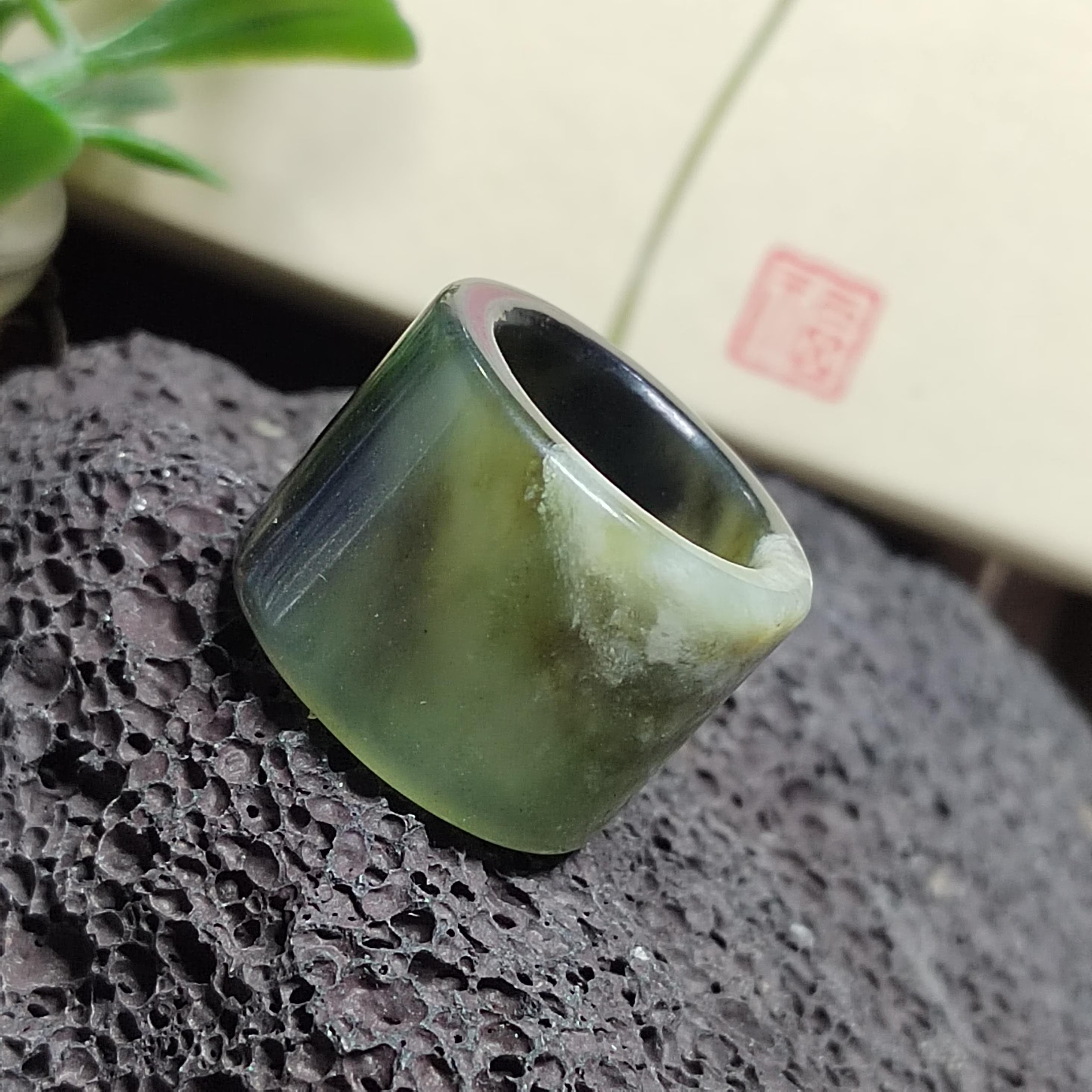 Certified Natural Xiuyan Jade Ring “Emerald Mist Strength” | Inner 18.6 mm  (US 8.75)  SL598 SL Precious