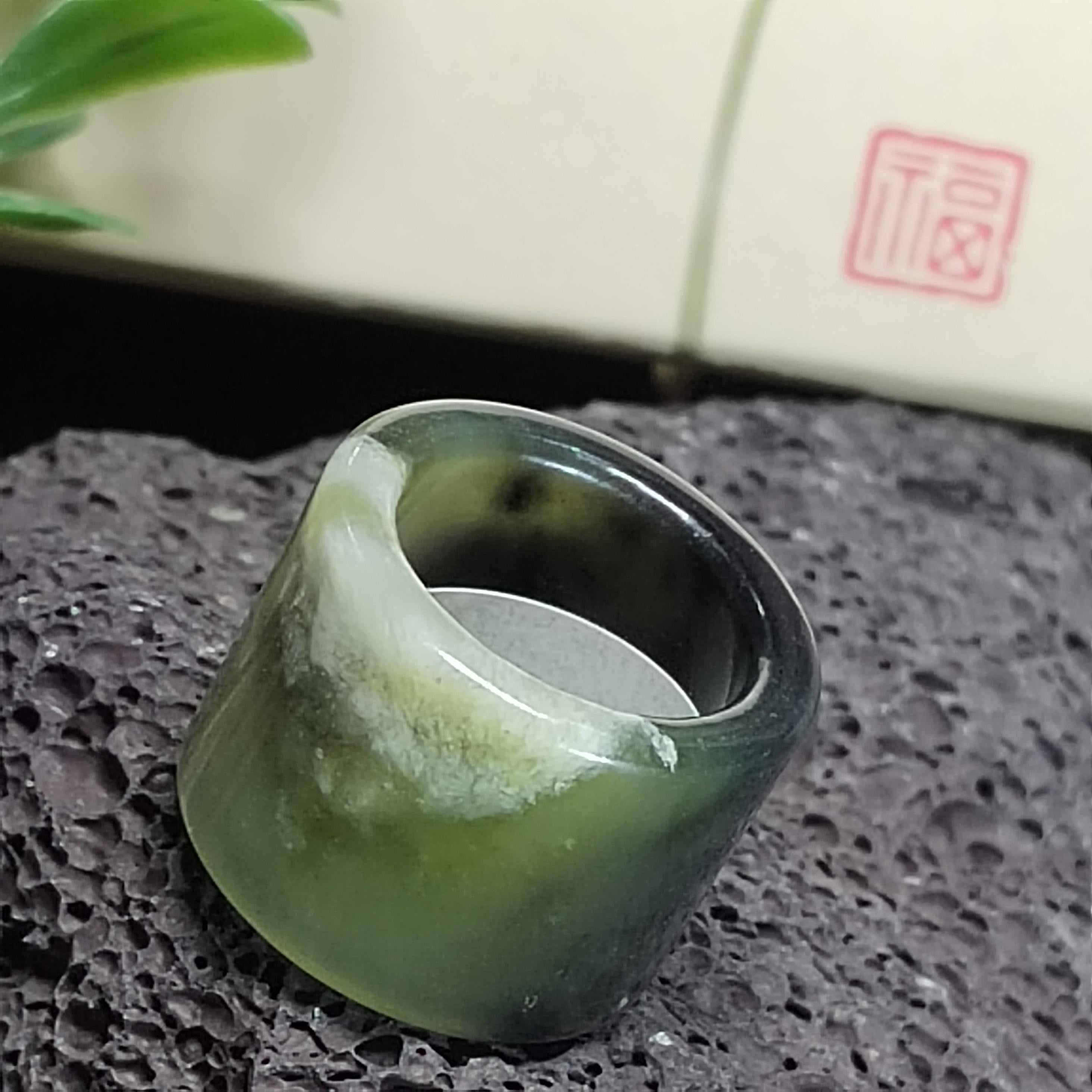 Certified Natural Xiuyan Jade Ring “Emerald Mist Strength” | Inner 18.6 mm  (US 8.75)  SL598 SL Precious
