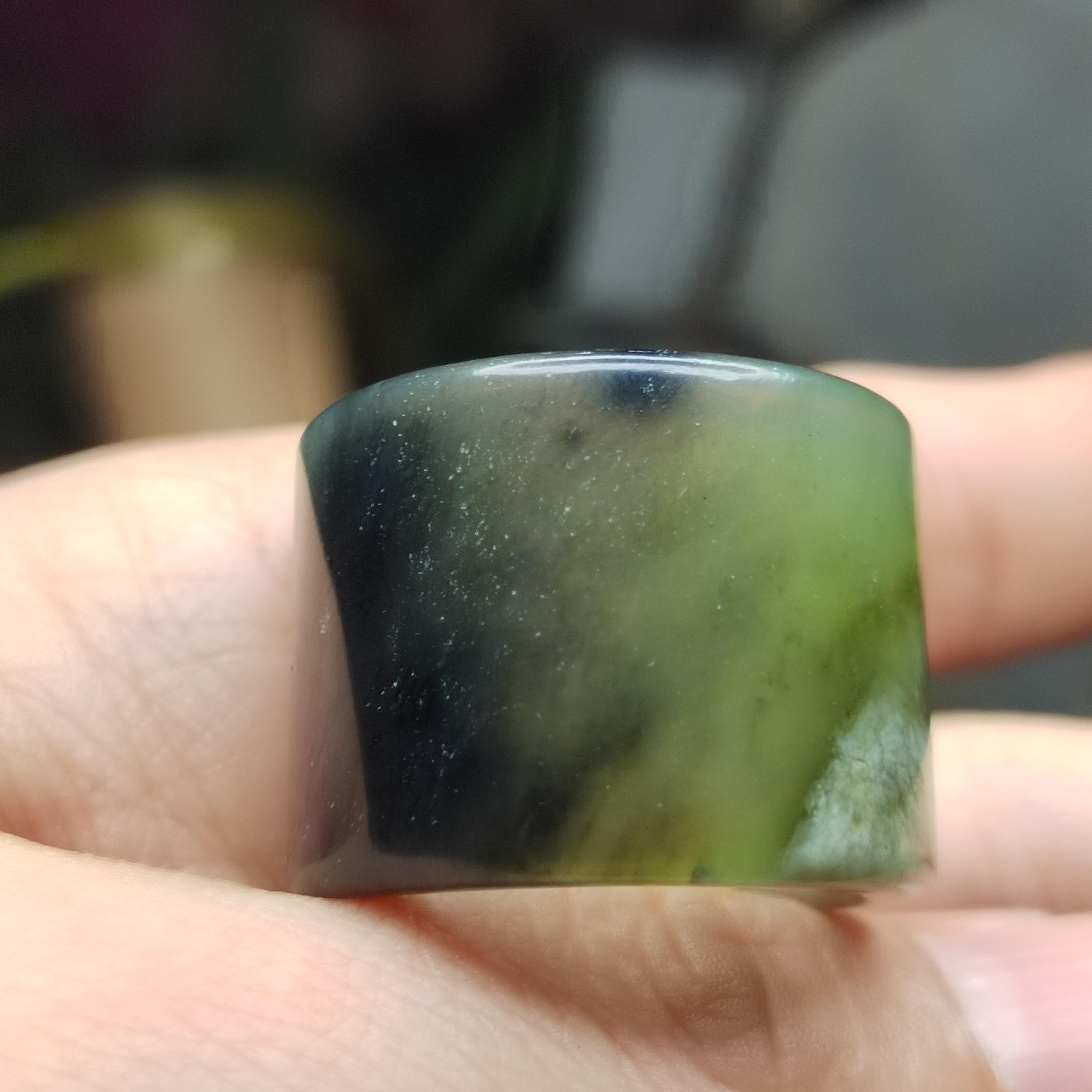 Certified Natural Xiuyan Jade Ring “Emerald Mist Strength” | Inner 18.6 mm  (US 8.75)  SL598 SL Precious