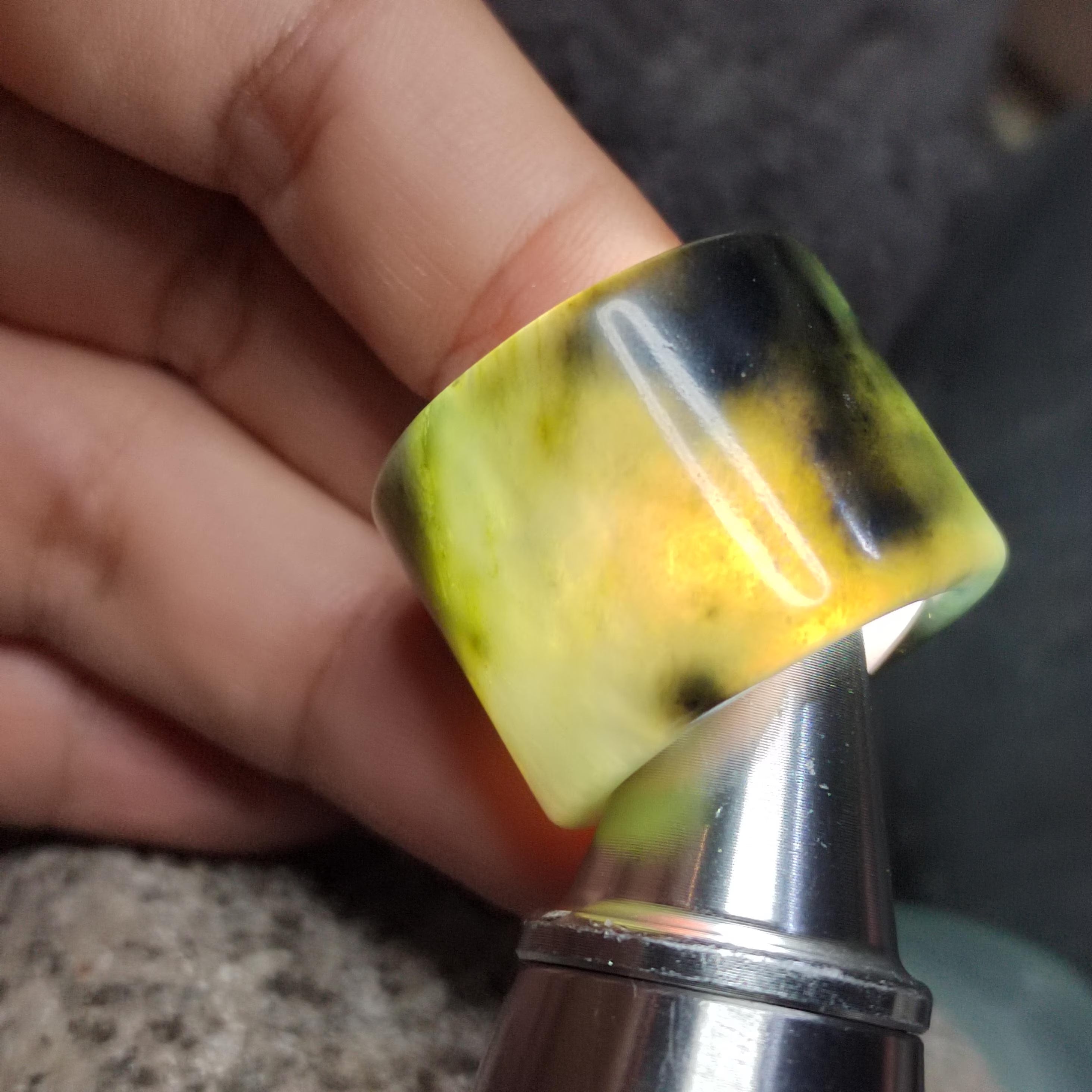 Certified Natural Xiuyan Jade Ring “Emerald Mist Strength” | Inner 18.6 mm  (US 8.75)  SL598 SL Precious